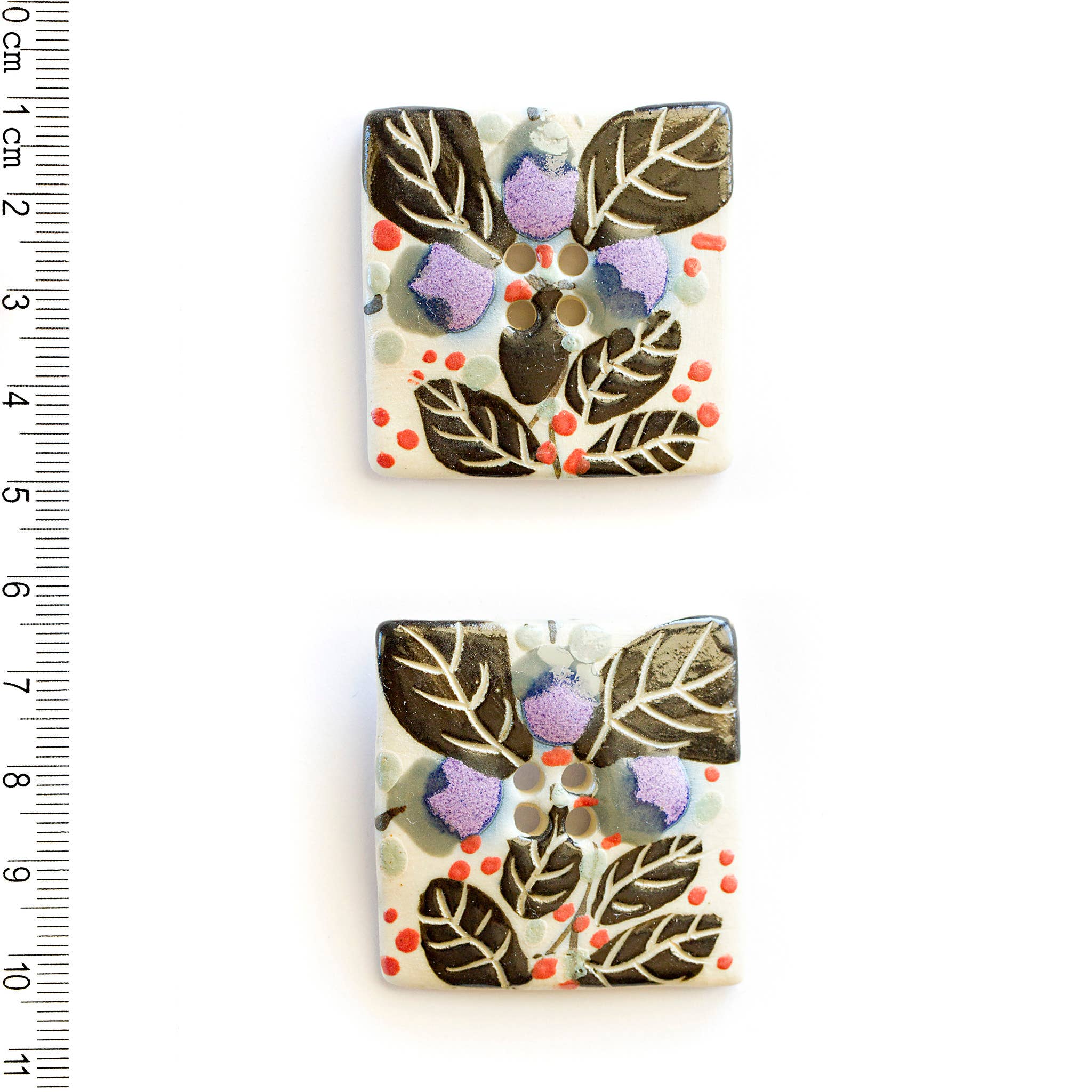 Handmade Floral Square Statement Buttons