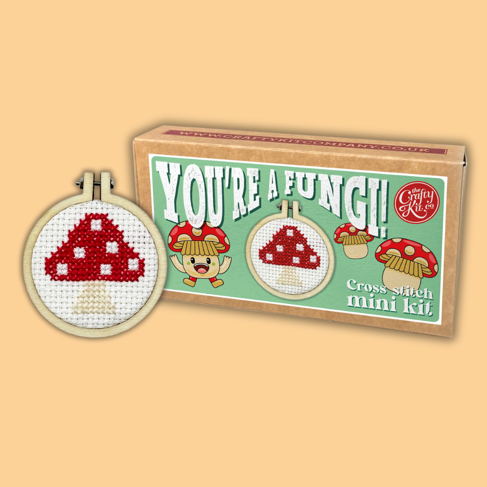 The Crafty Kit Company 'You're a Fungi!' Mini Matchbox Cross Stitch Kit