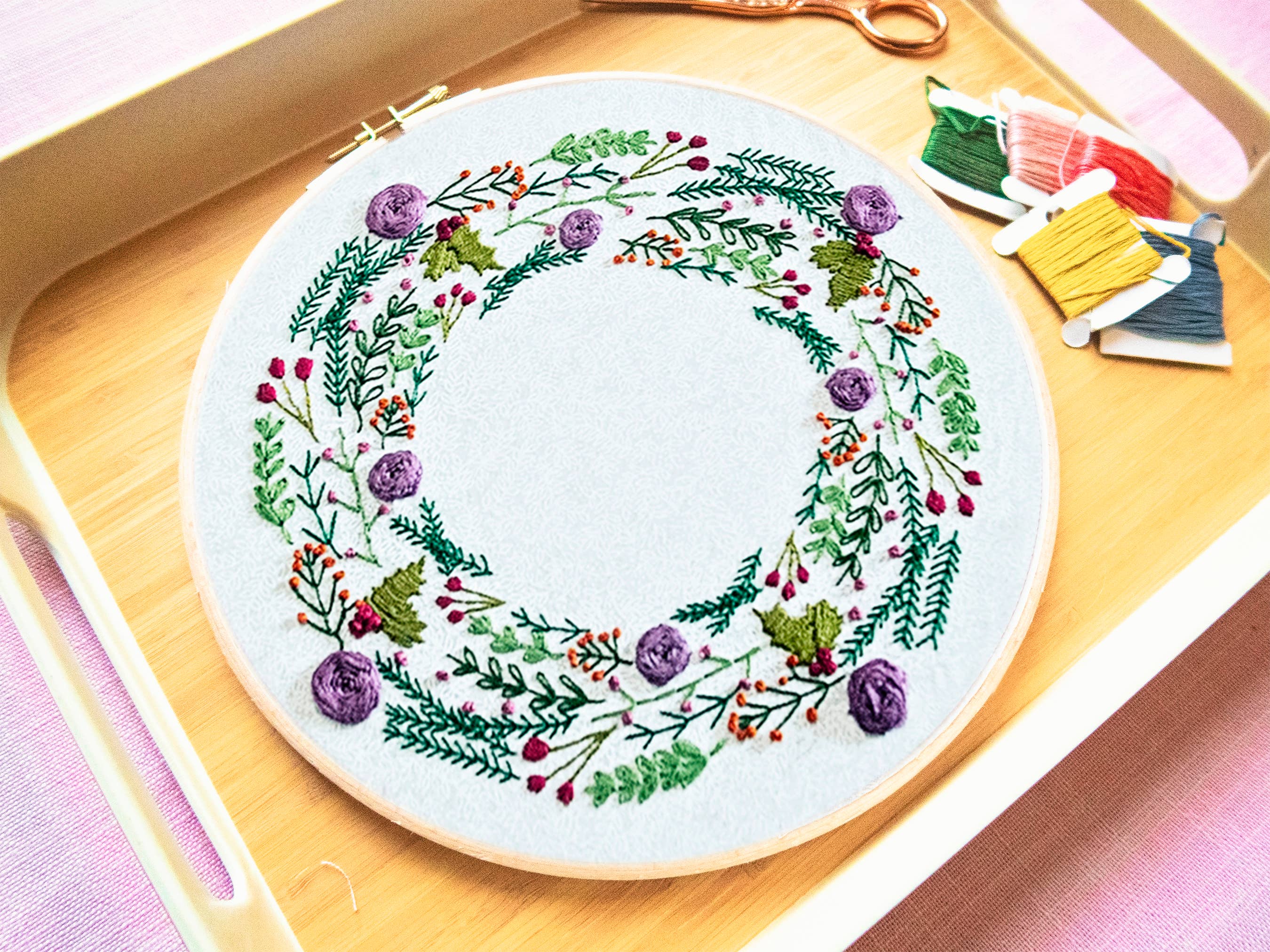 Pixels & Purls Winter Wreath Embroidery Kit