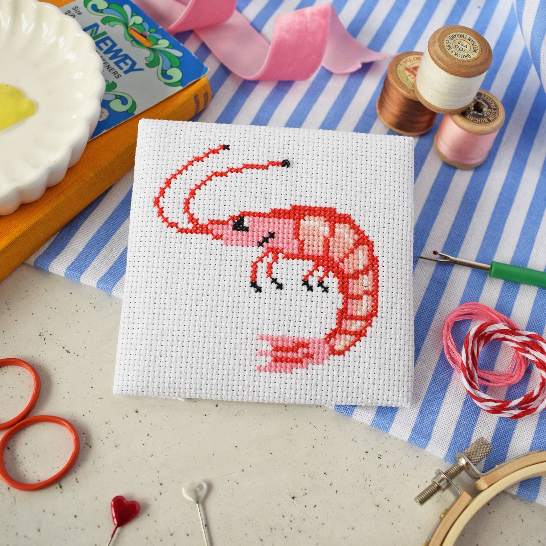 The Make Arcade 'Shrimp' Mini Cross Stitch Kit