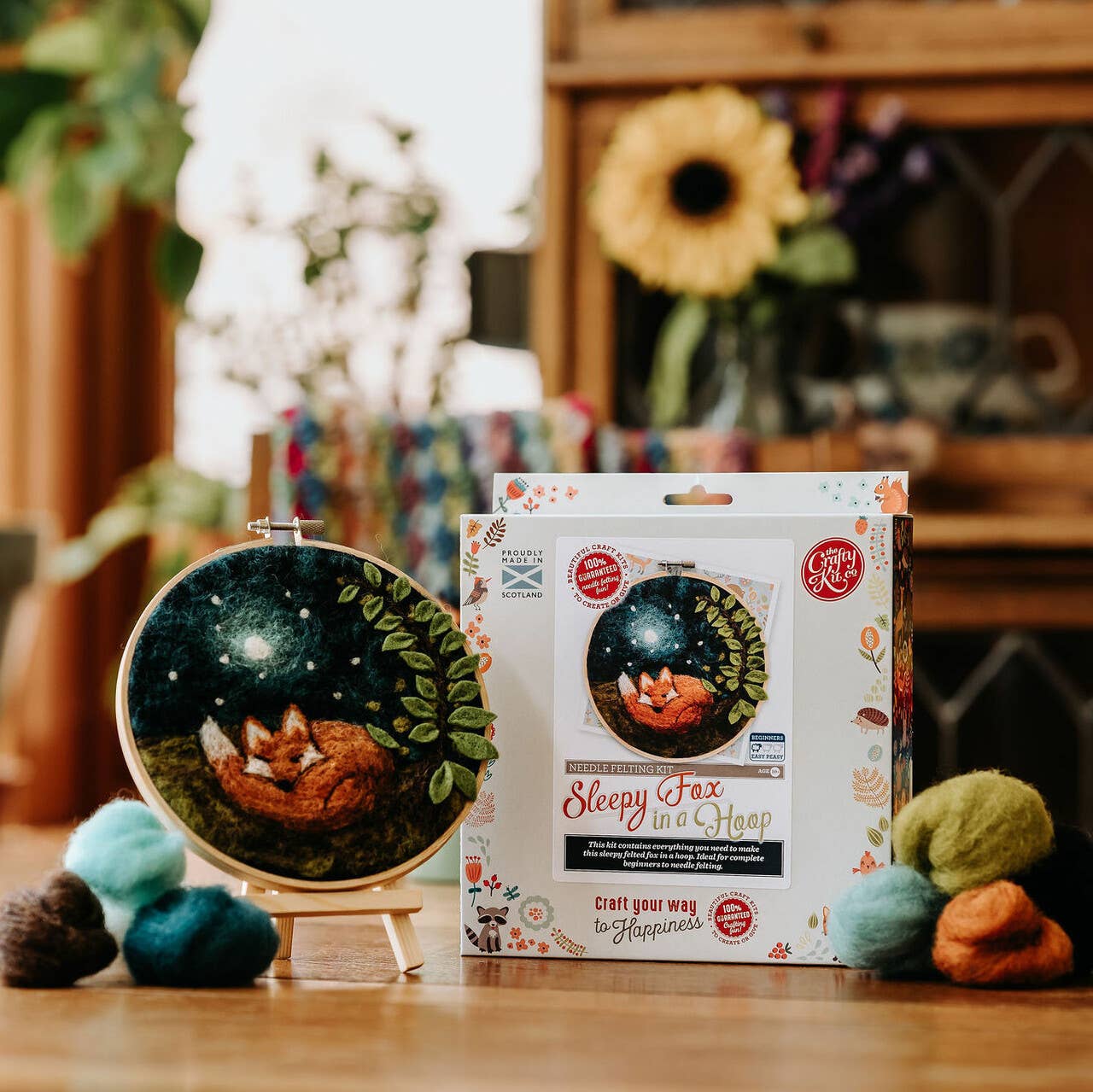 The Crafty Kit Company Paint with Wool: Sleepy Fox in a Hoop Needle Felt Craft Kit