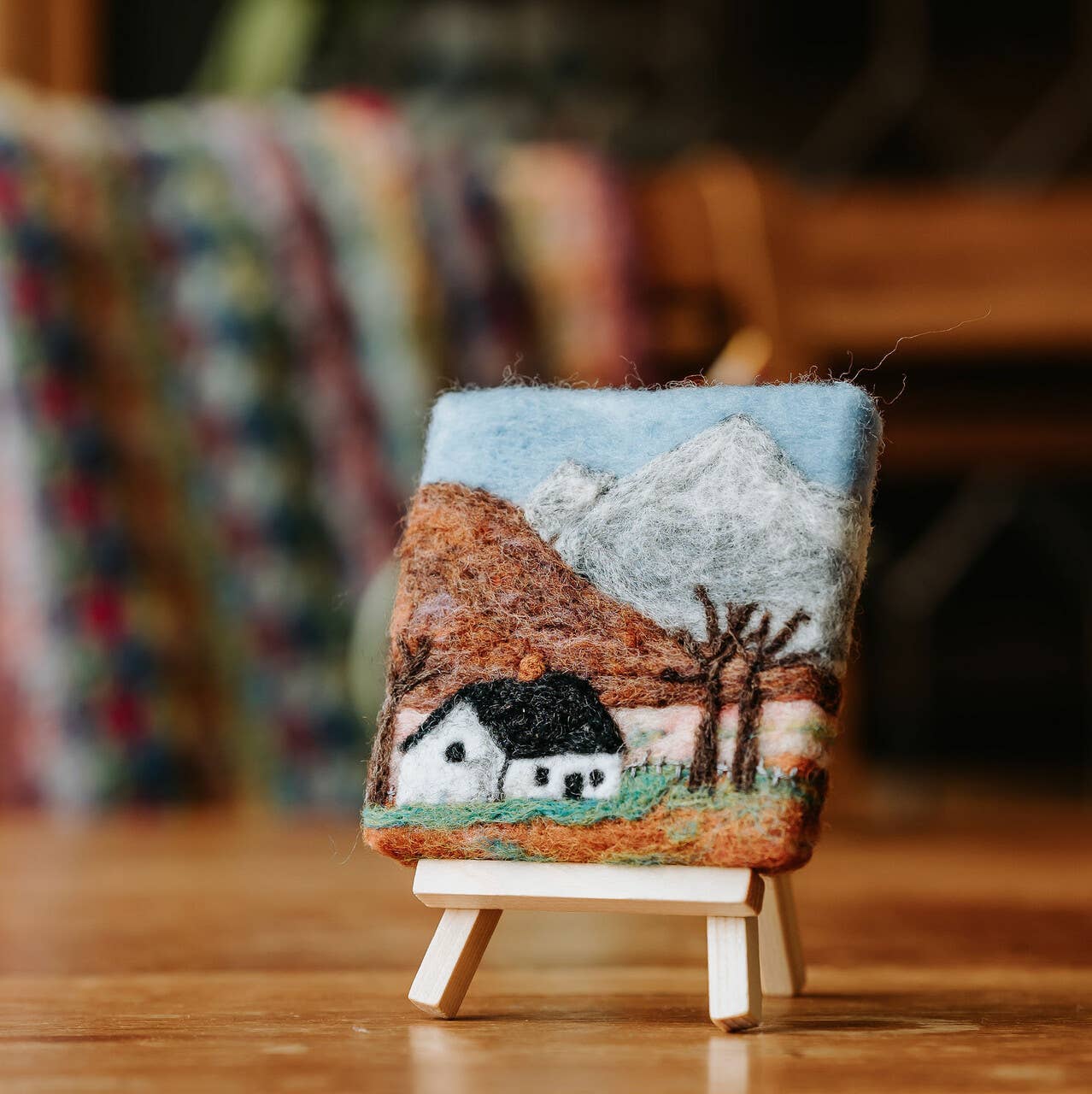 The Crafty Kit Company Paint with Wool: Mini Masterpiece Mountain Cottage Craft Kit