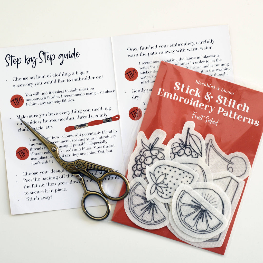 Blackbird & Bloom - Fruit Salad Stick & Stitch Embroidery Patterns