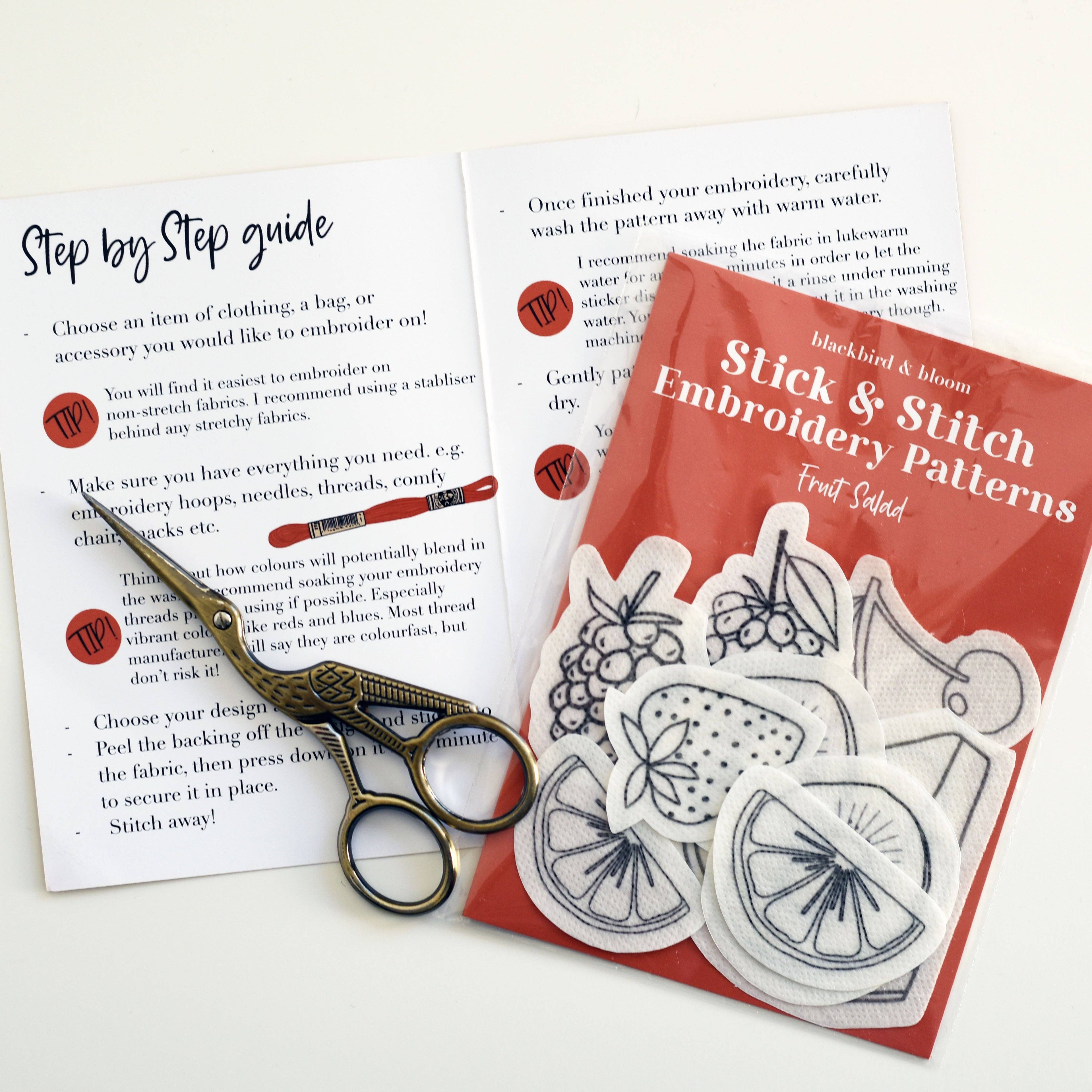 Blackbird & Bloom - Fruit Salad Stick & Stitch Embroidery Patterns