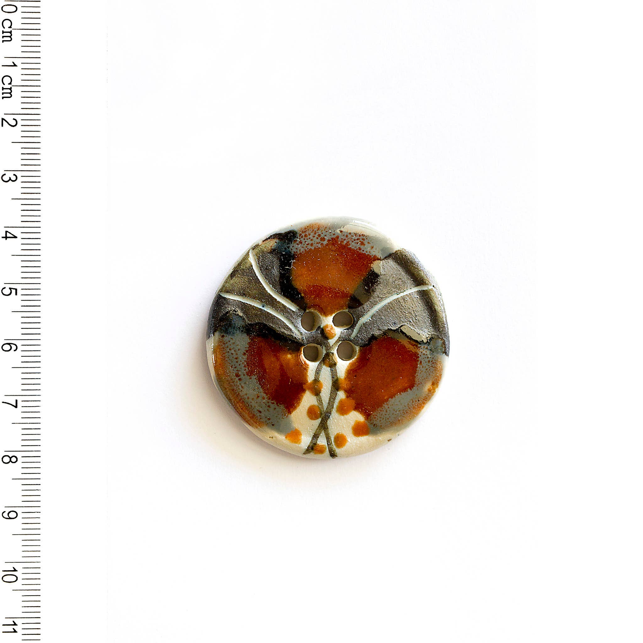 Handmade Extra Large Brown Floral Button