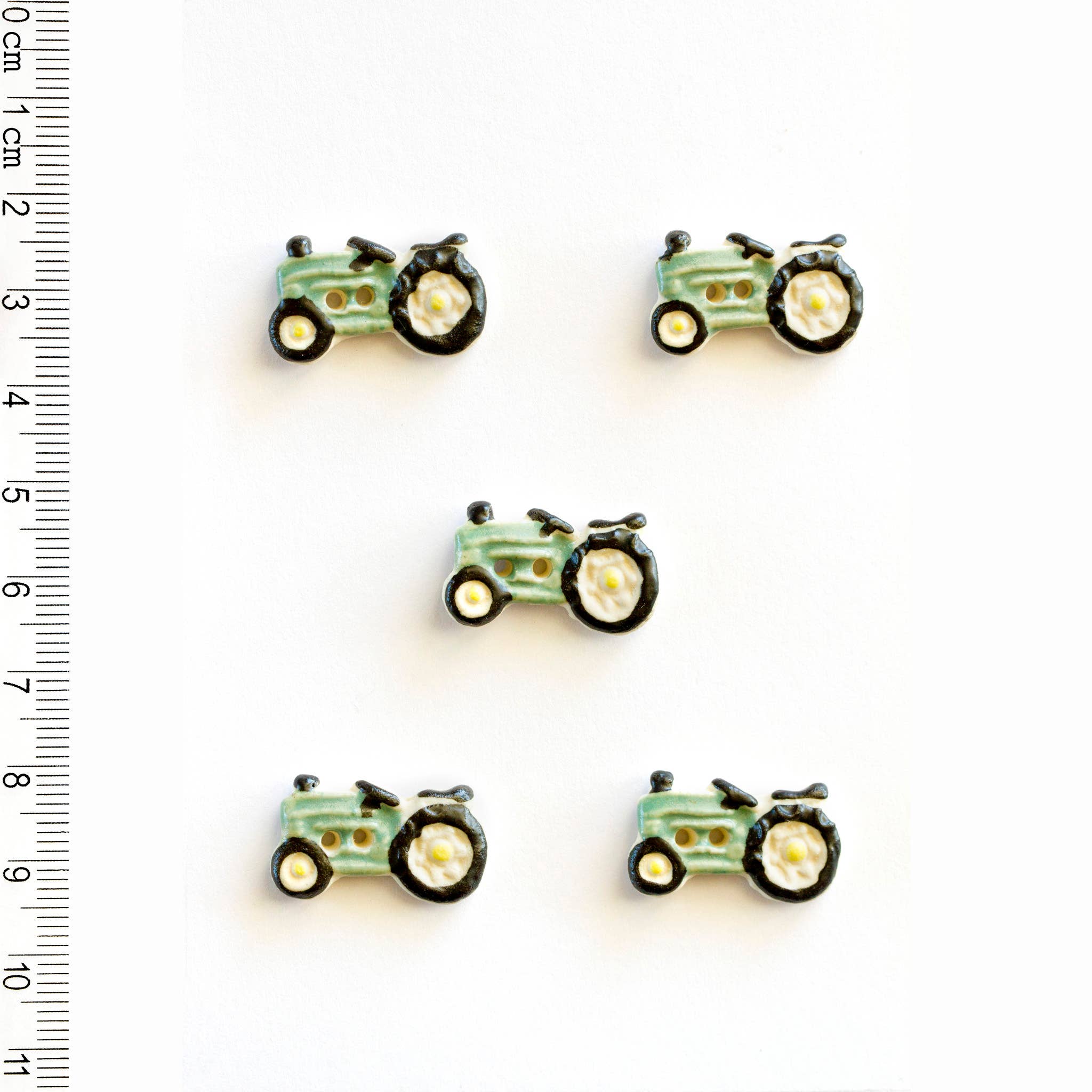 Handmade Green Tractor Buttons