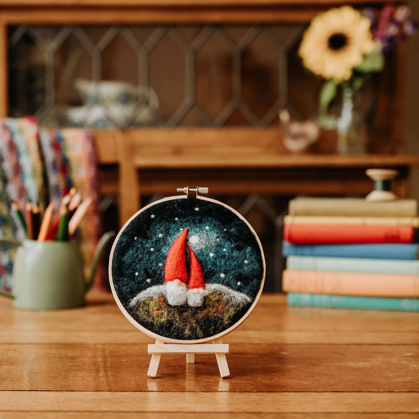 The Crafty Kit Company Gnomes in a Hoop Needle Felting Craft Kit