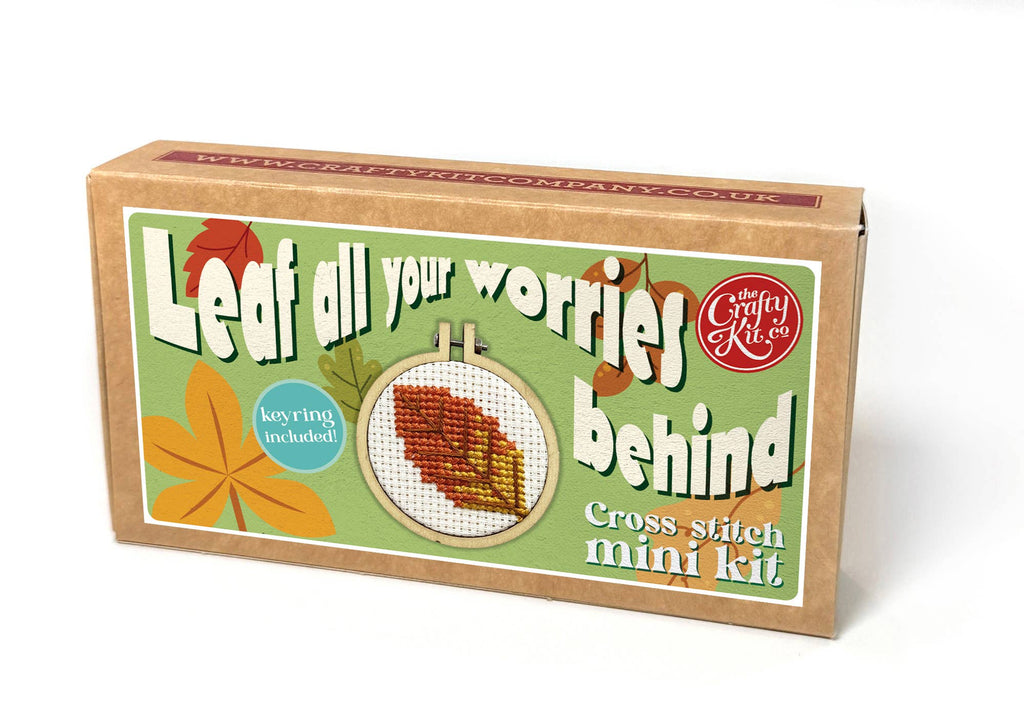 The Crafty Kit Company 'Leaf your worries behind' Mini Matchbox Cross Stitch Kit