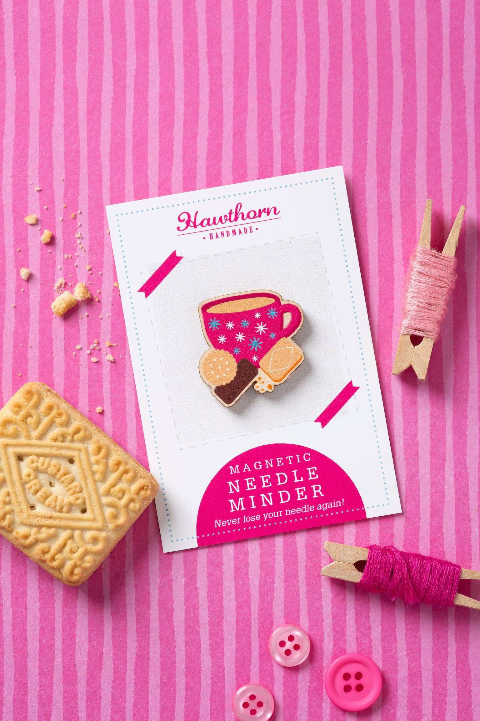 Hawthorn Handmade Tea & Biscuits Magnetic Needle Minder | Gift for Crafters