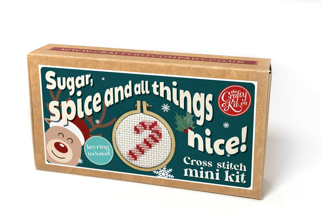 The Crafty Kit Company Candy Cane Mini Matchbox Christmas Cross Stitch Kit
