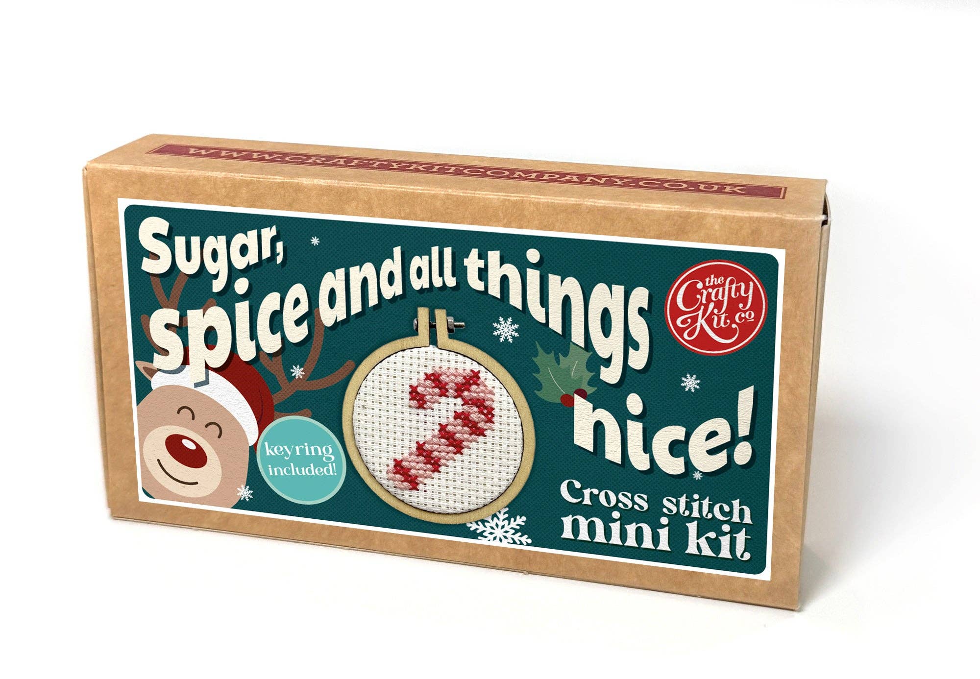 The Crafty Kit Company Candy Cane Mini Matchbox Christmas Cross Stitch Kit