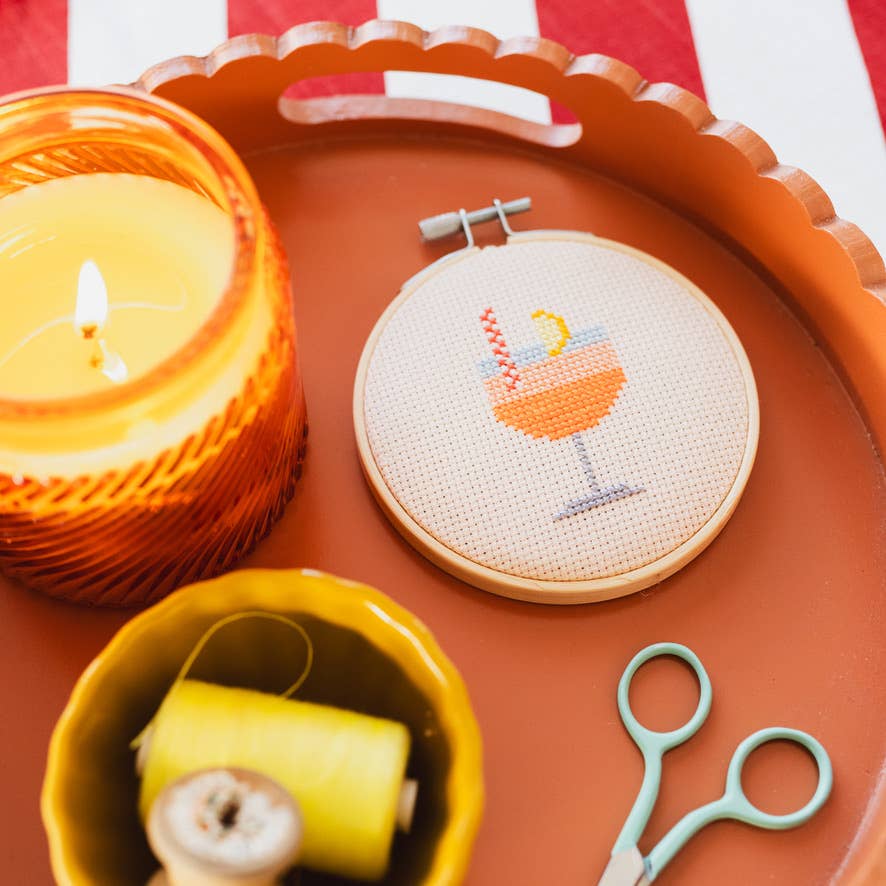 Cotton Clara Aperol Cocktail Beginner Counted Cross Stitch Kit