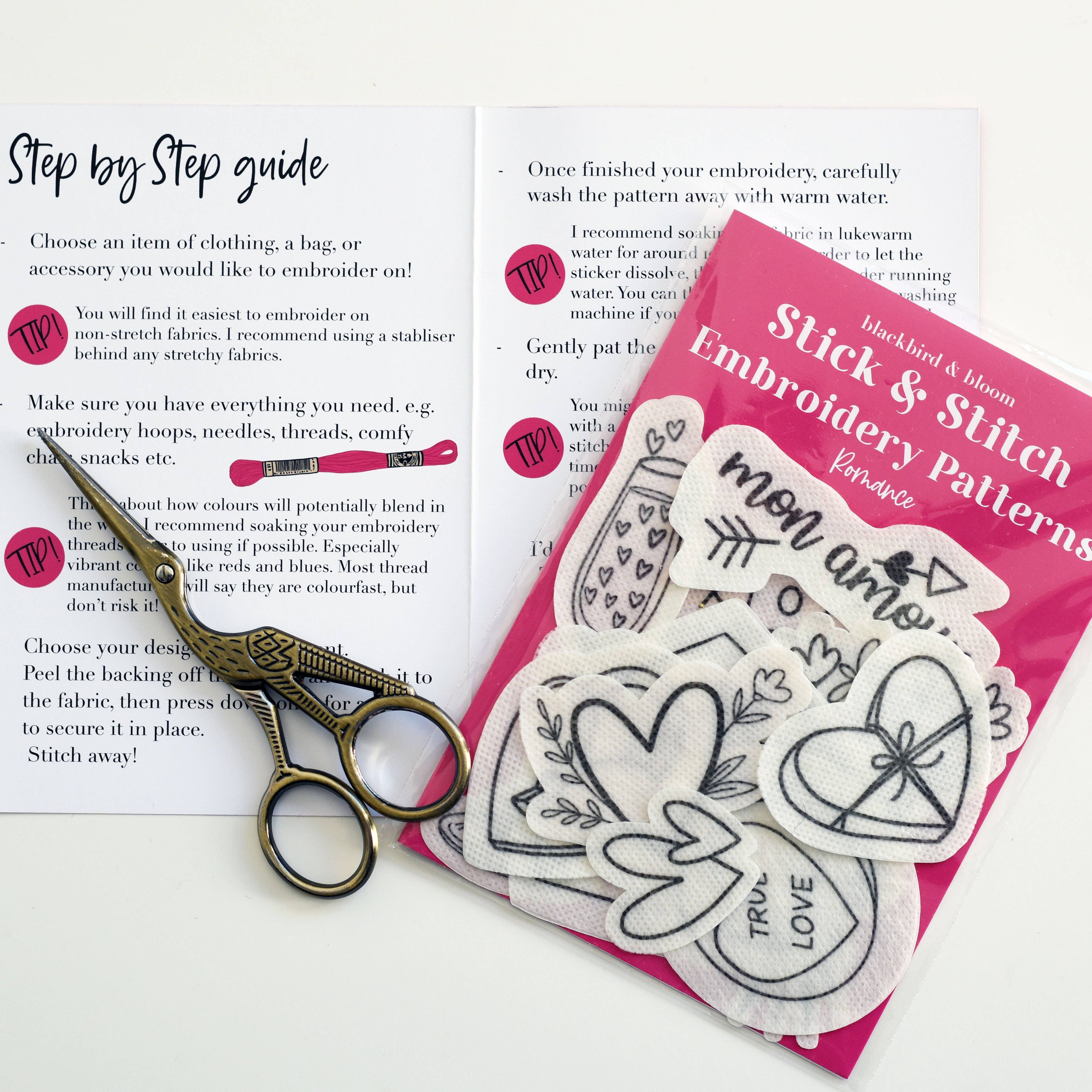 Blackbird & Bloom - Romance Stick & Stitch Embroidery Patterns