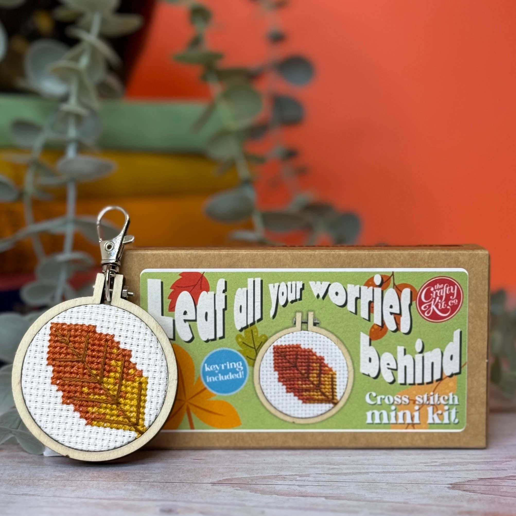 The Crafty Kit Company 'Leaf your worries behind' Mini Matchbox Cross Stitch Kit