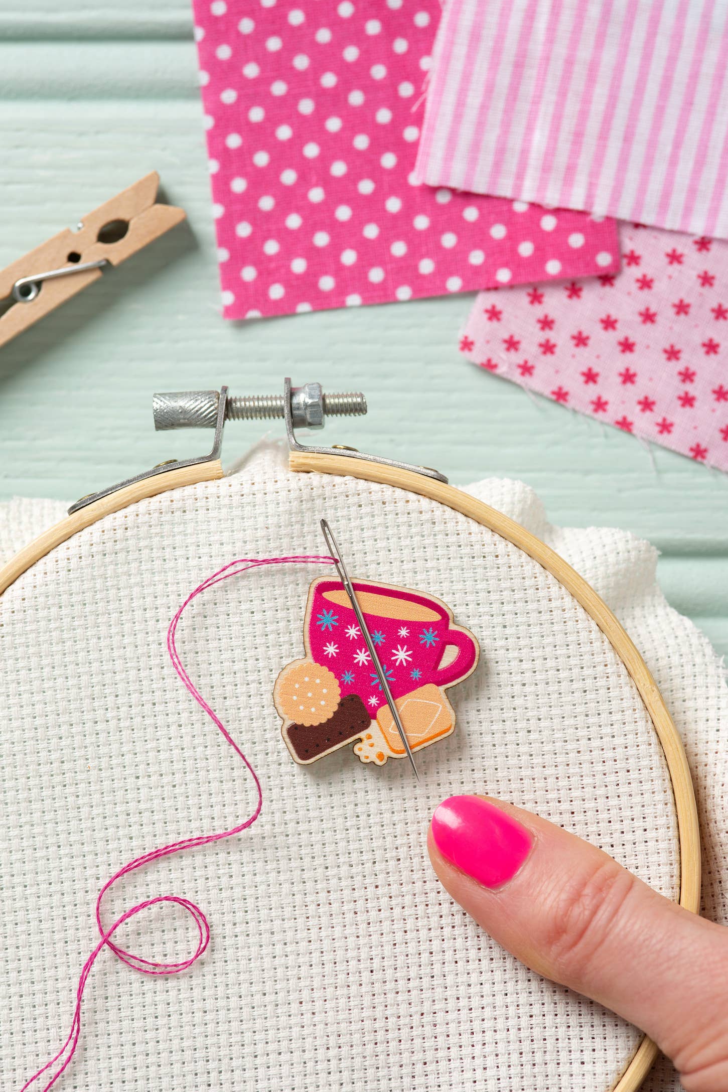 Hawthorn Handmade Tea & Biscuits Magnetic Needle Minder | Gift for Crafters