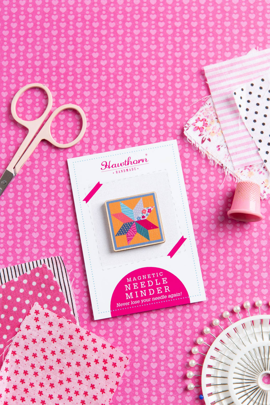 Hawthorn Handmade Quilt Block Magnetic Needle Minder | Gift for Crafters