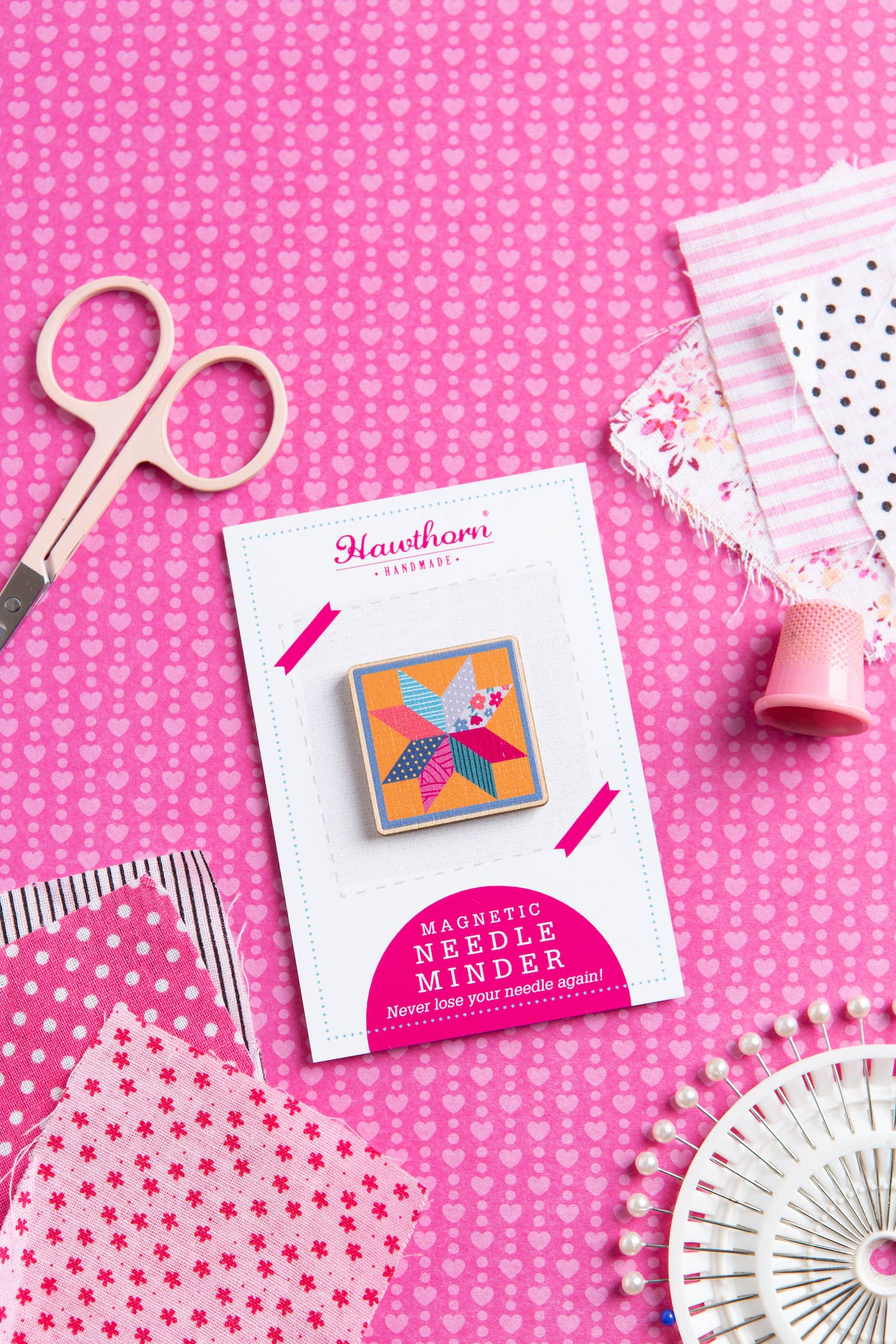 Hawthorn Handmade Quilt Block Magnetic Needle Minder | Gift for Crafters