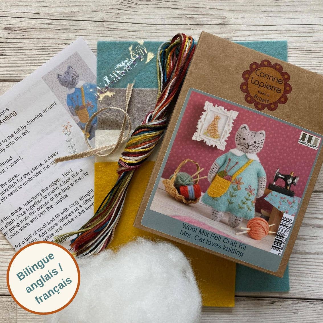 Corinne Lapierre Mrs. Cat Loves Knitting Felt Craft Mini Kit
