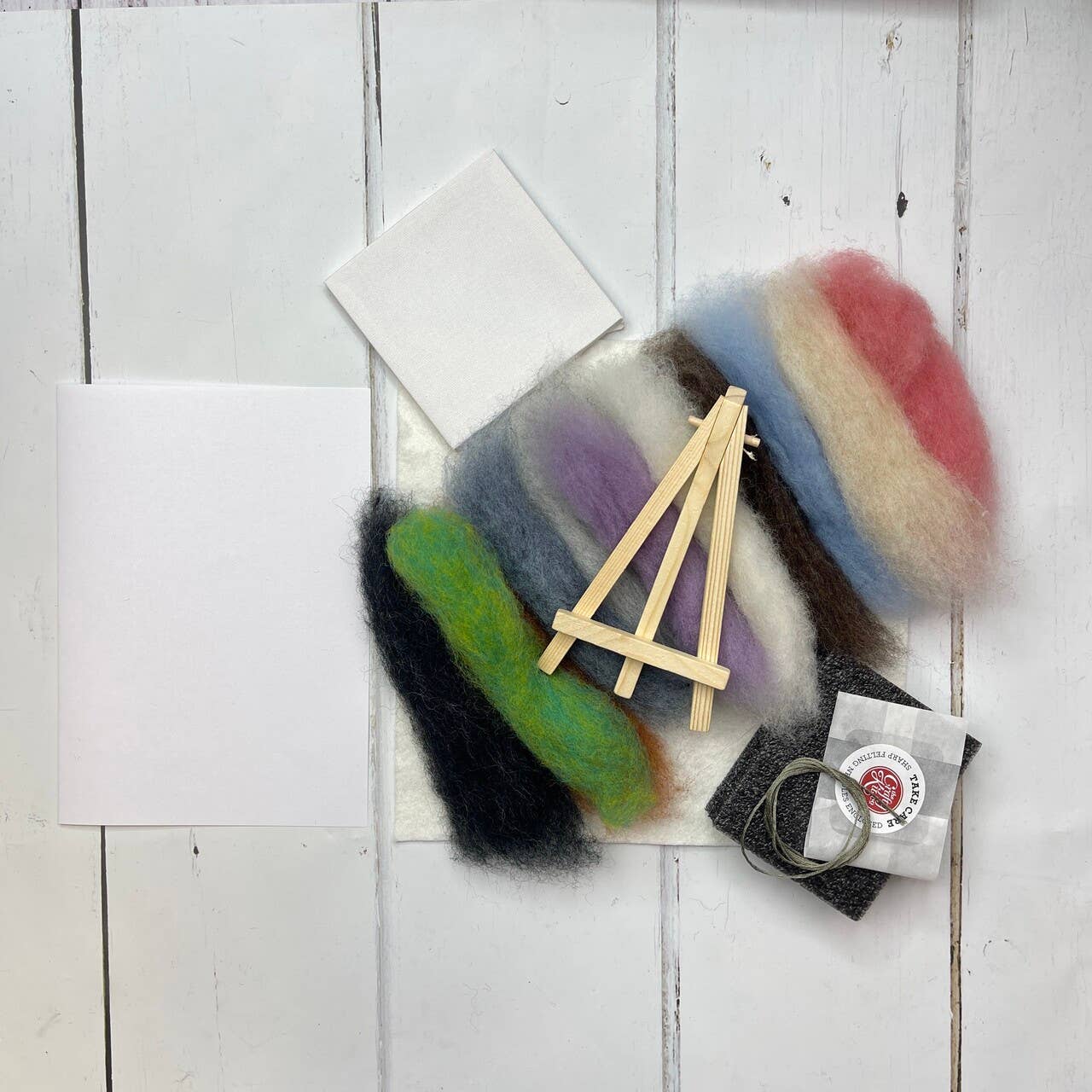 The Crafty Kit Company Paint with Wool: Mini Masterpiece Mountain Cottage Craft Kit