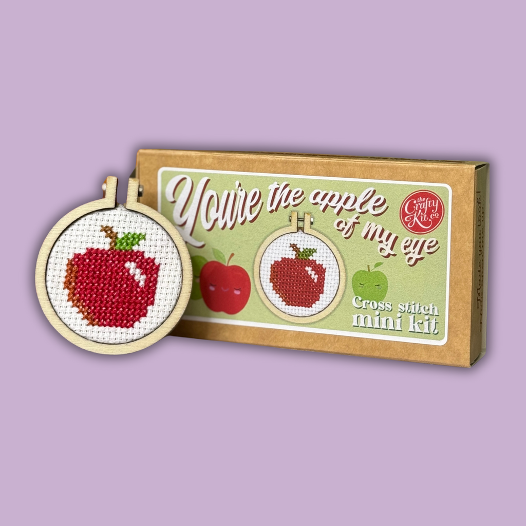 The Crafty Kit Company 'You're The Apple Of My Eye' Mini Matchbox Cross Stitch Kit