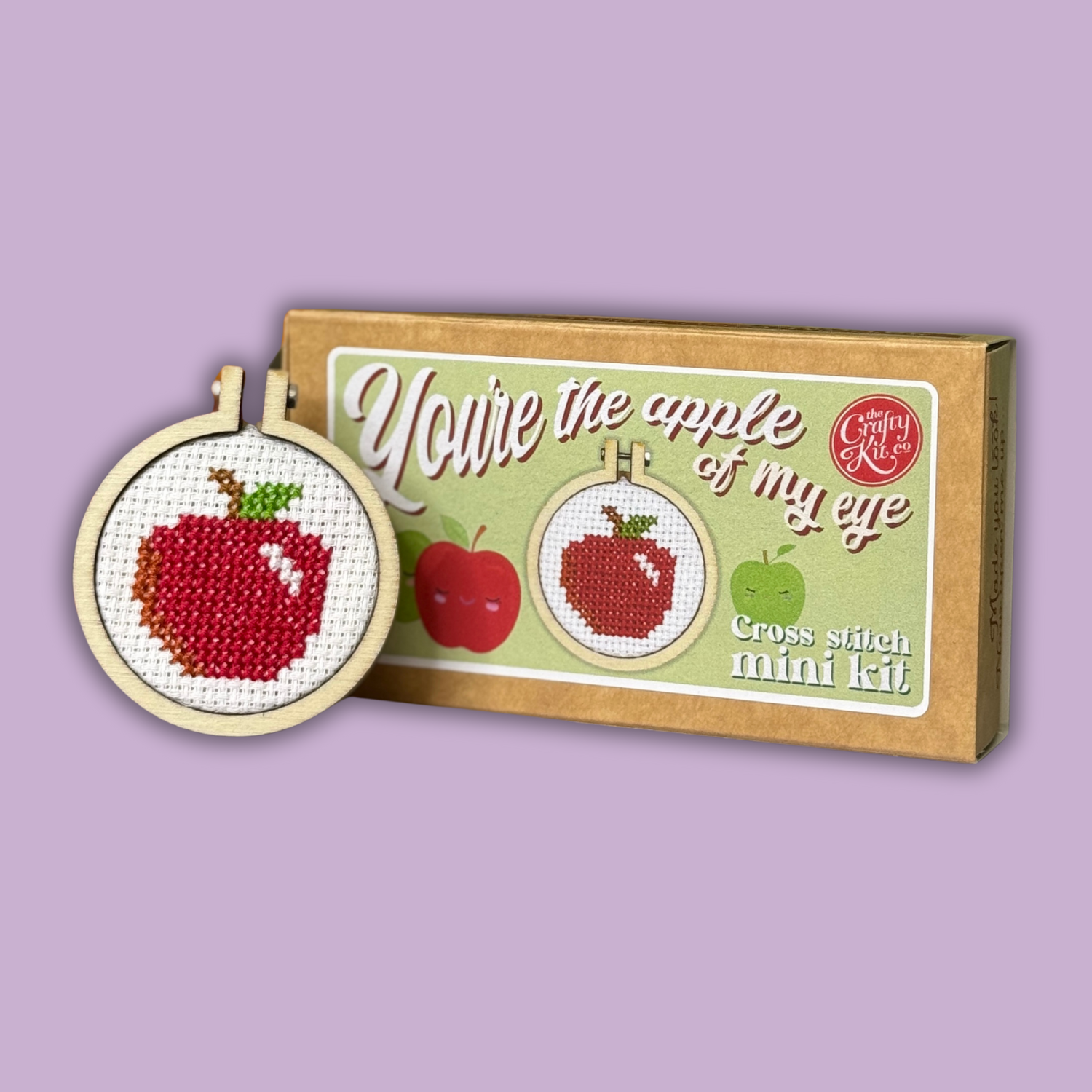 The Crafty Kit Company 'You're The Apple Of My Eye' Mini Matchbox Cross Stitch Kit