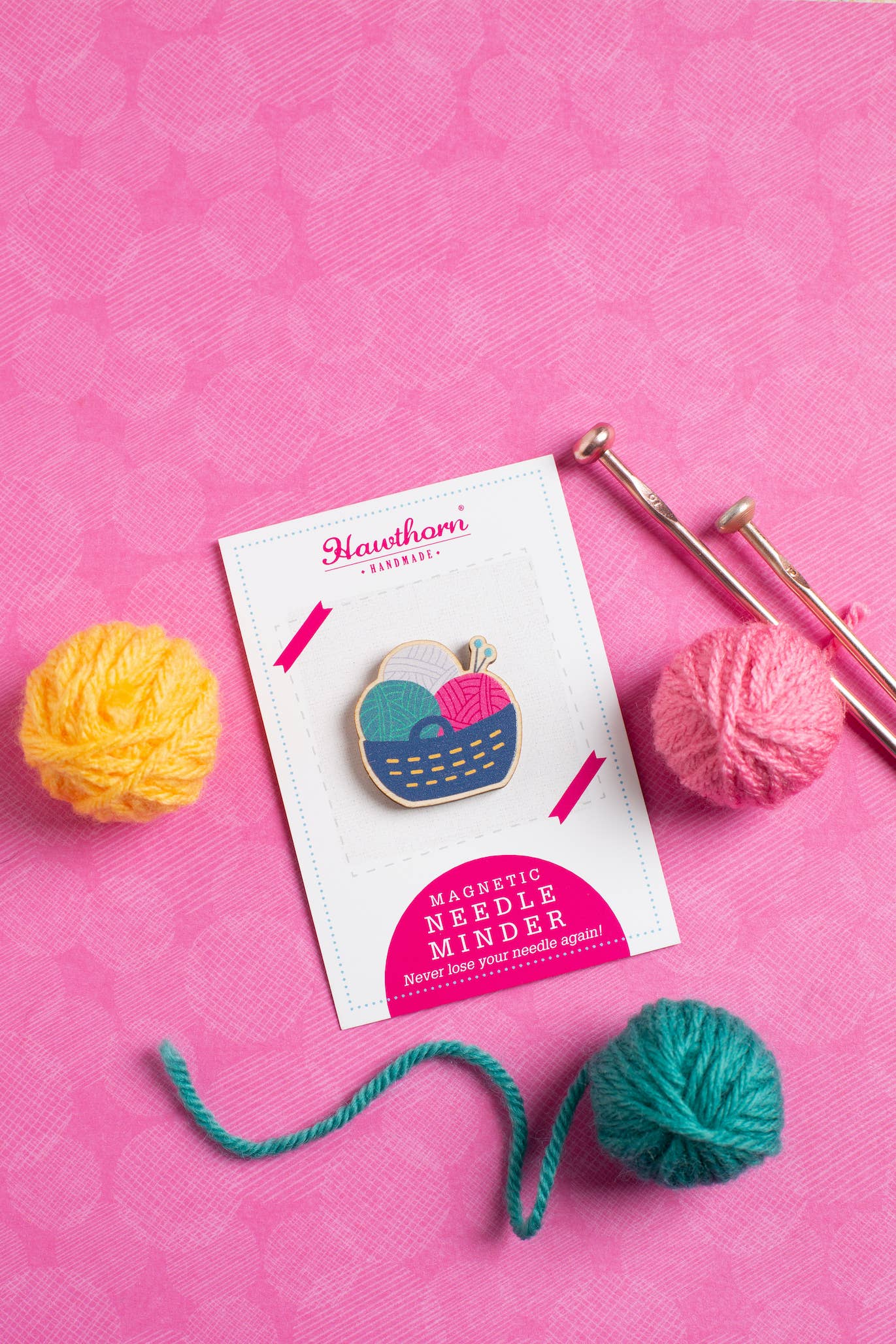 Hawthorn Handmade Yarn Basket Magnetic Needle Minder | Gift for Crafters