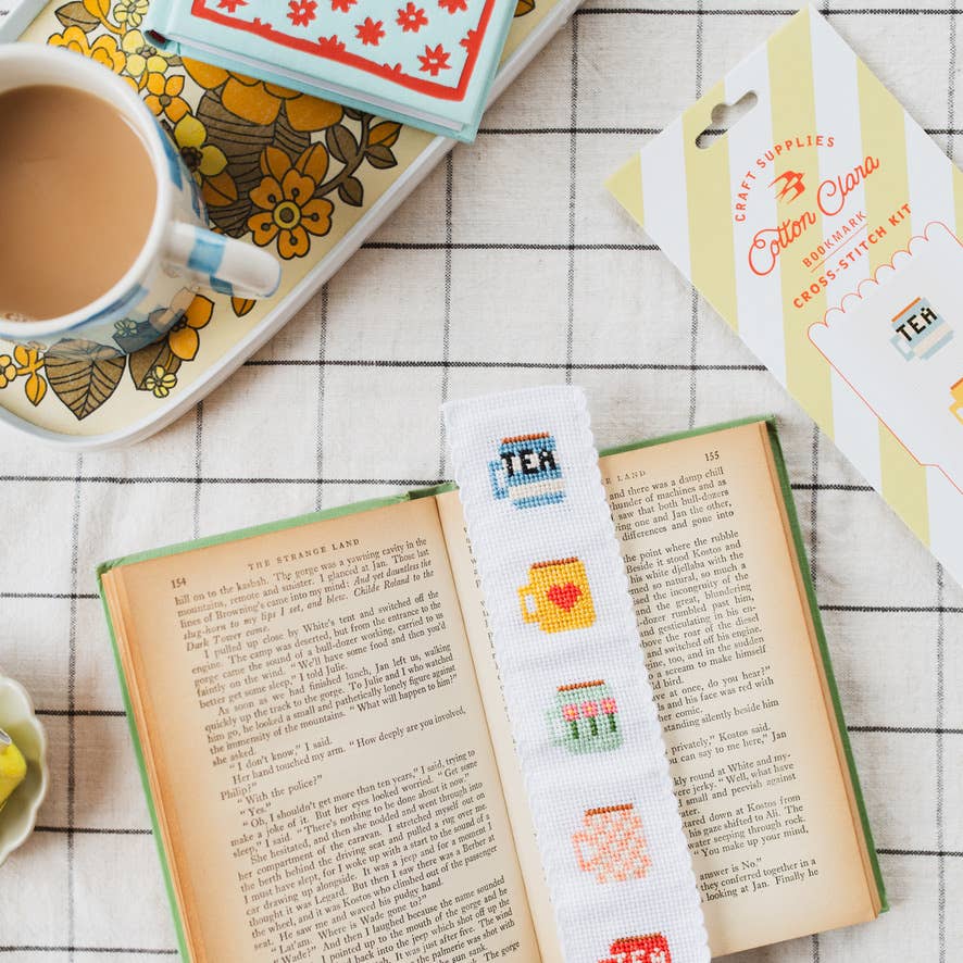 Cotton Clara Tea & Mugs Cross Stitch Bookmark Kit