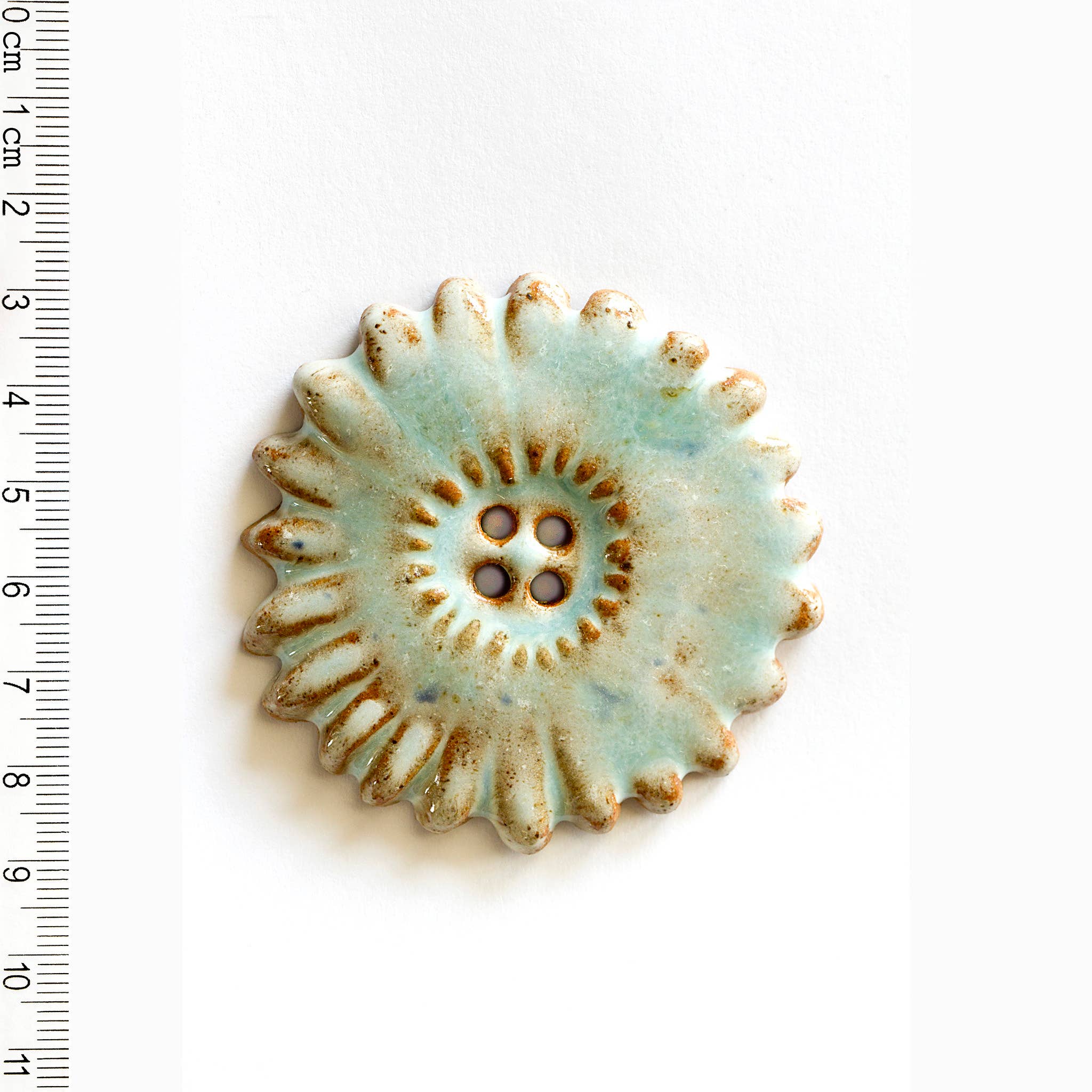 Handmade X-Large Turquoise and Terracotta Button