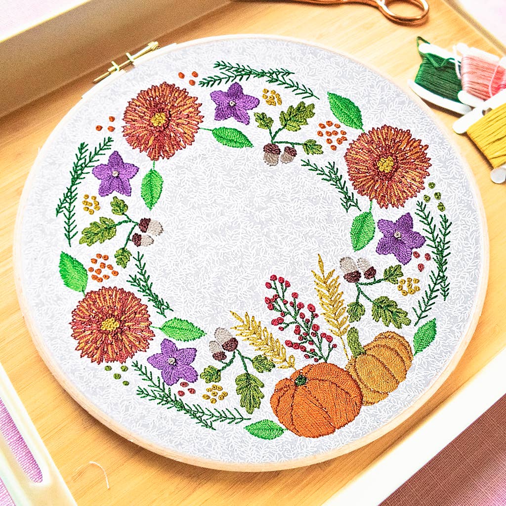 Pixels & Purls Autumn Wreath Embroidery Kit