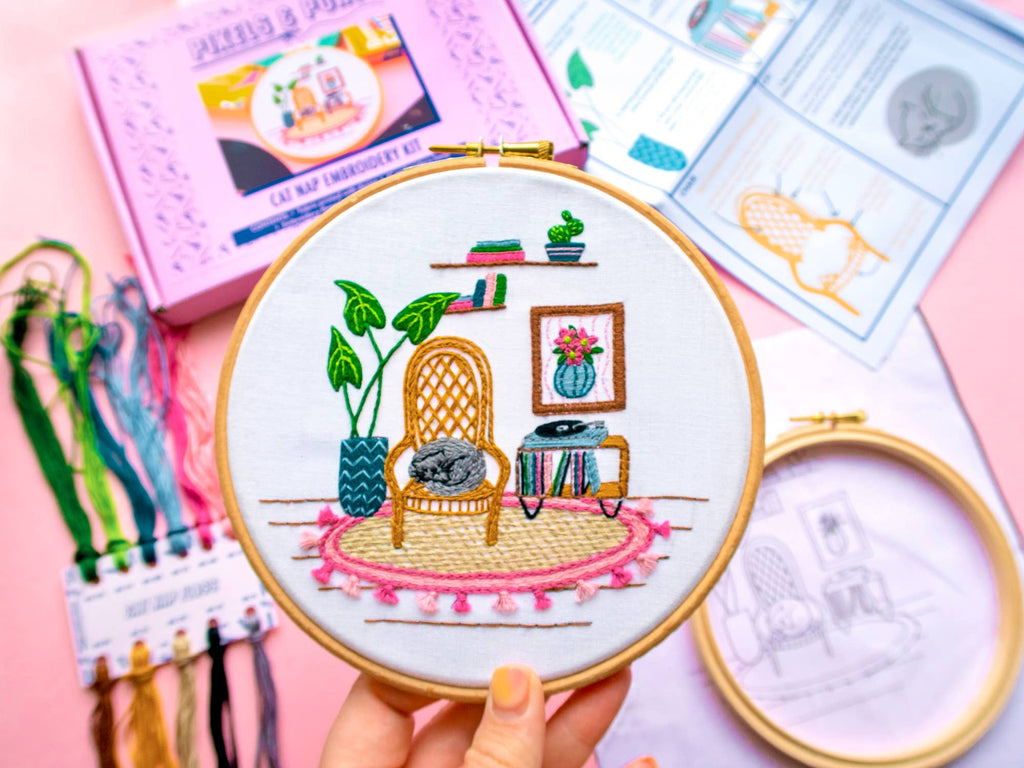 Pixels & Purls Cat Nap Embroidery Kit