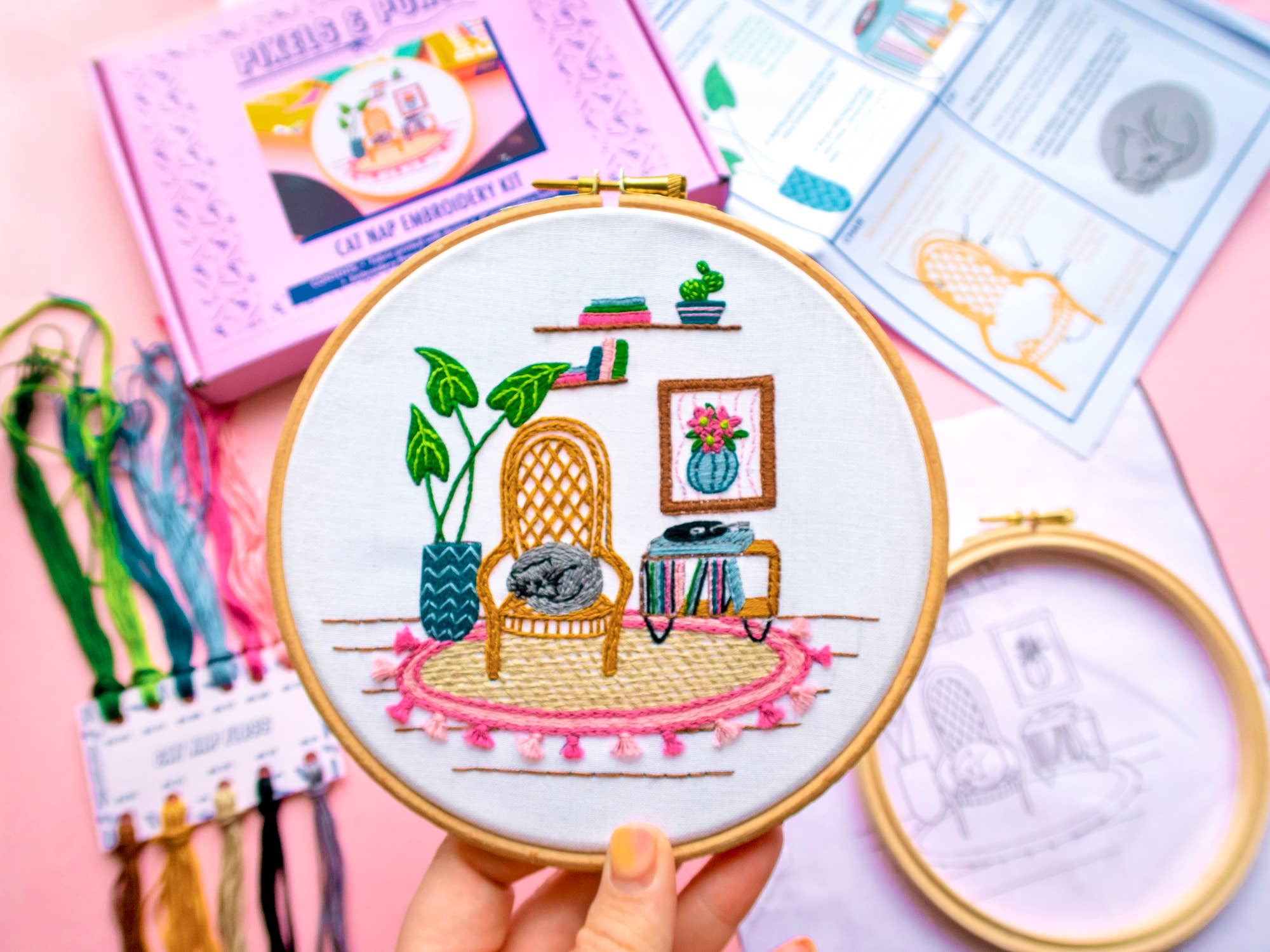 Pixels & Purls Cat Nap Embroidery Kit