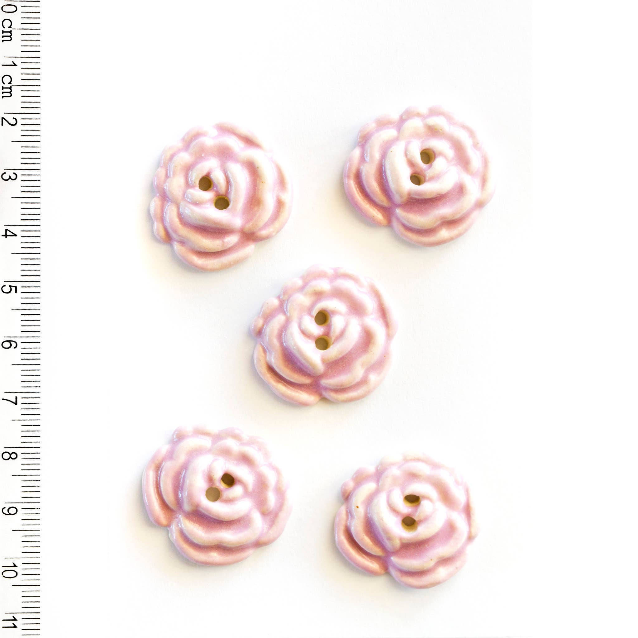 Handmade Pink Rose Flower Buttons