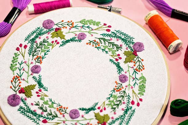 Pixels & Purls Winter Wreath Embroidery Kit