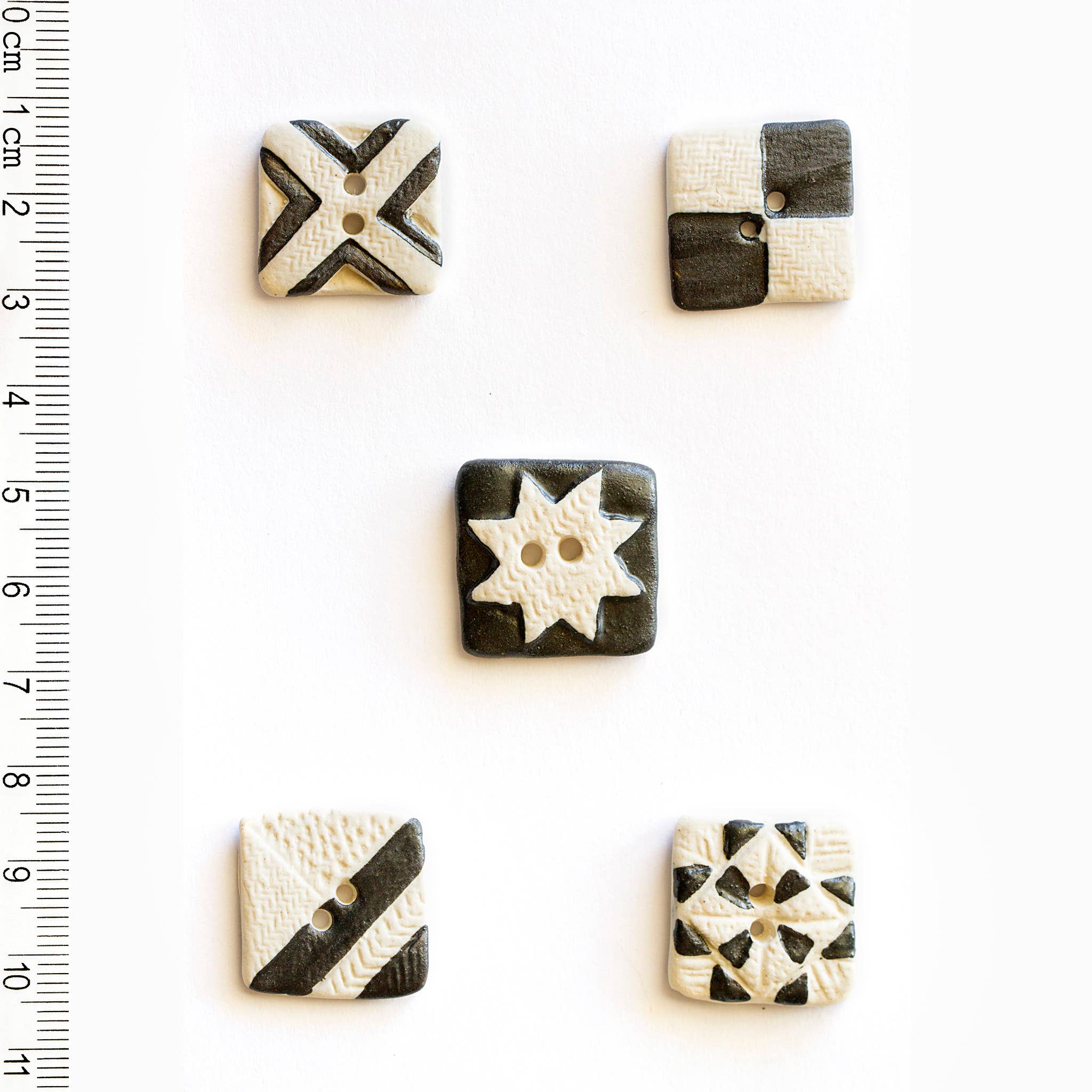 Handmade Black and White Quilt Block Buttons