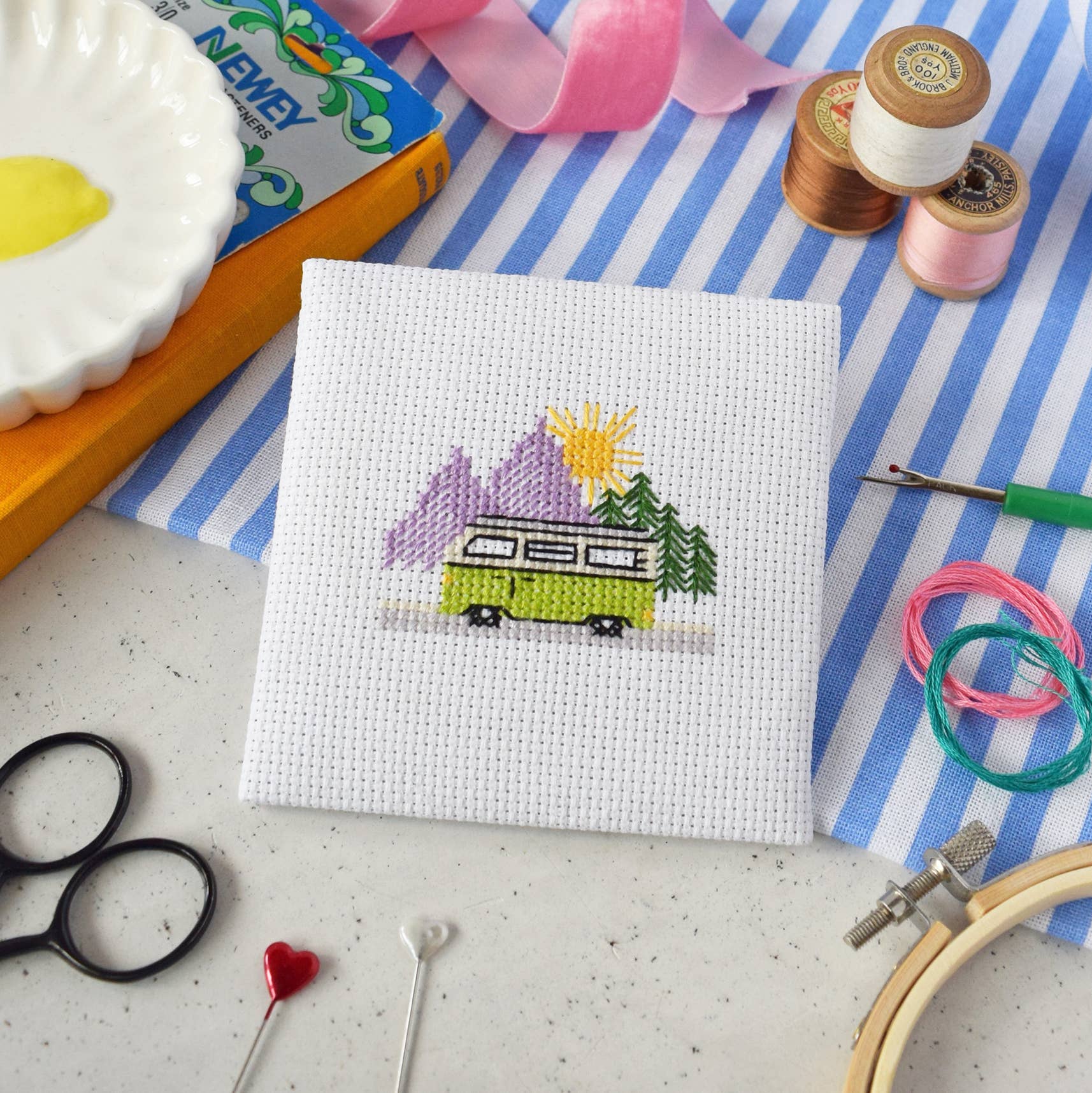 The Make Arcade 'Campervan' Mini Cross Stitch Kit