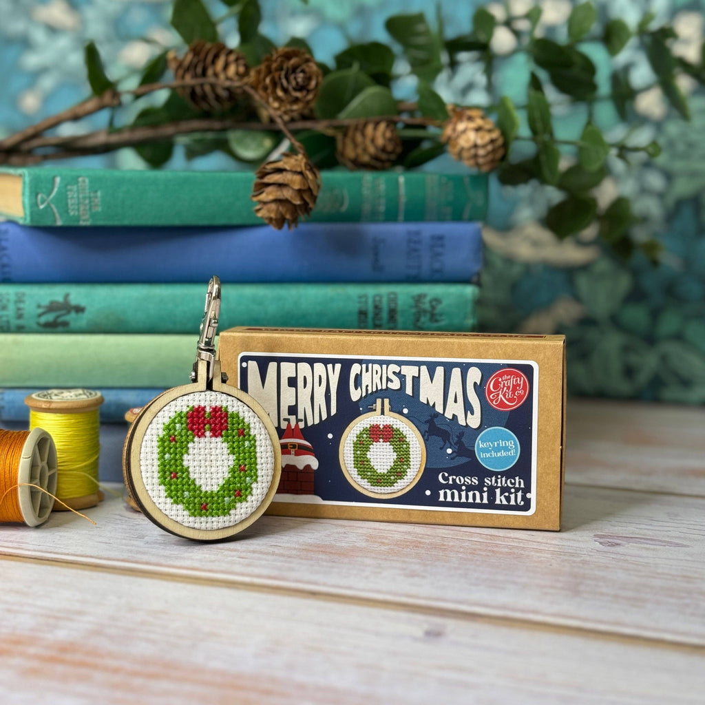 The Crafty Kit Company Wreath Mini Matchbox Christmas Cross Stitch Kit