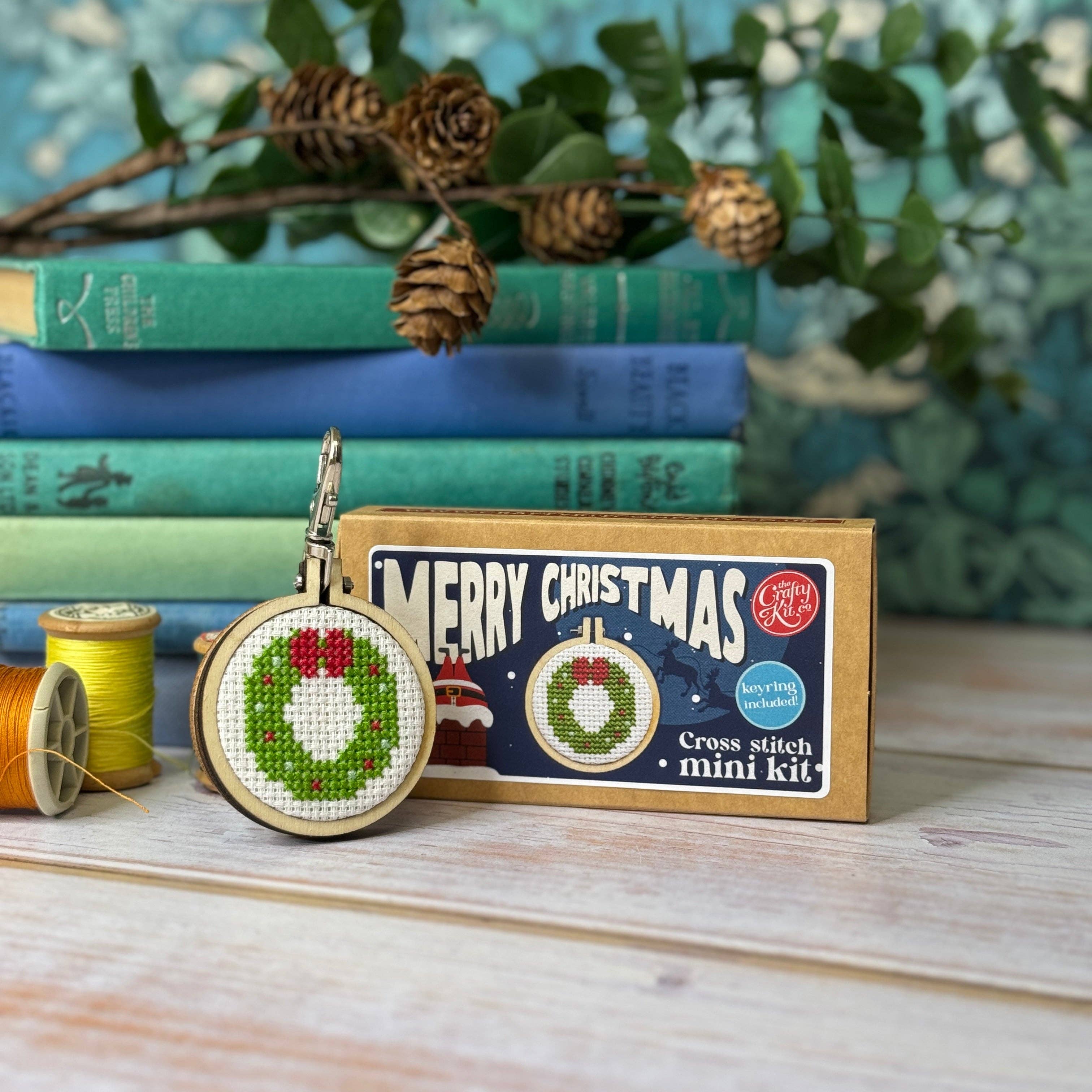 The Crafty Kit Company Wreath Mini Matchbox Christmas Cross Stitch Kit