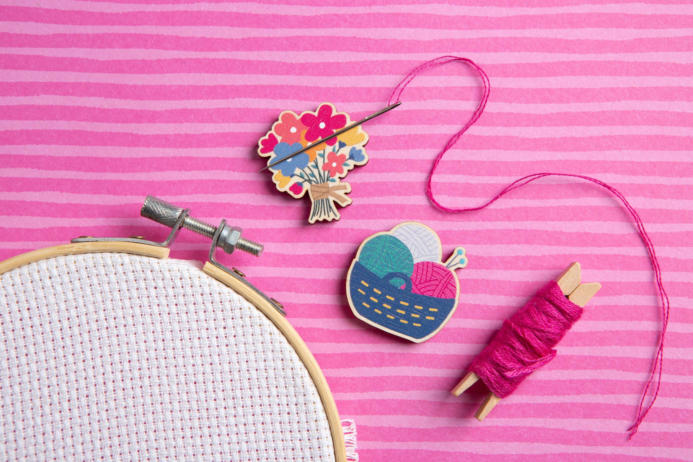 Hawthorn Handmade Yarn Basket Magnetic Needle Minder | Gift for Crafters