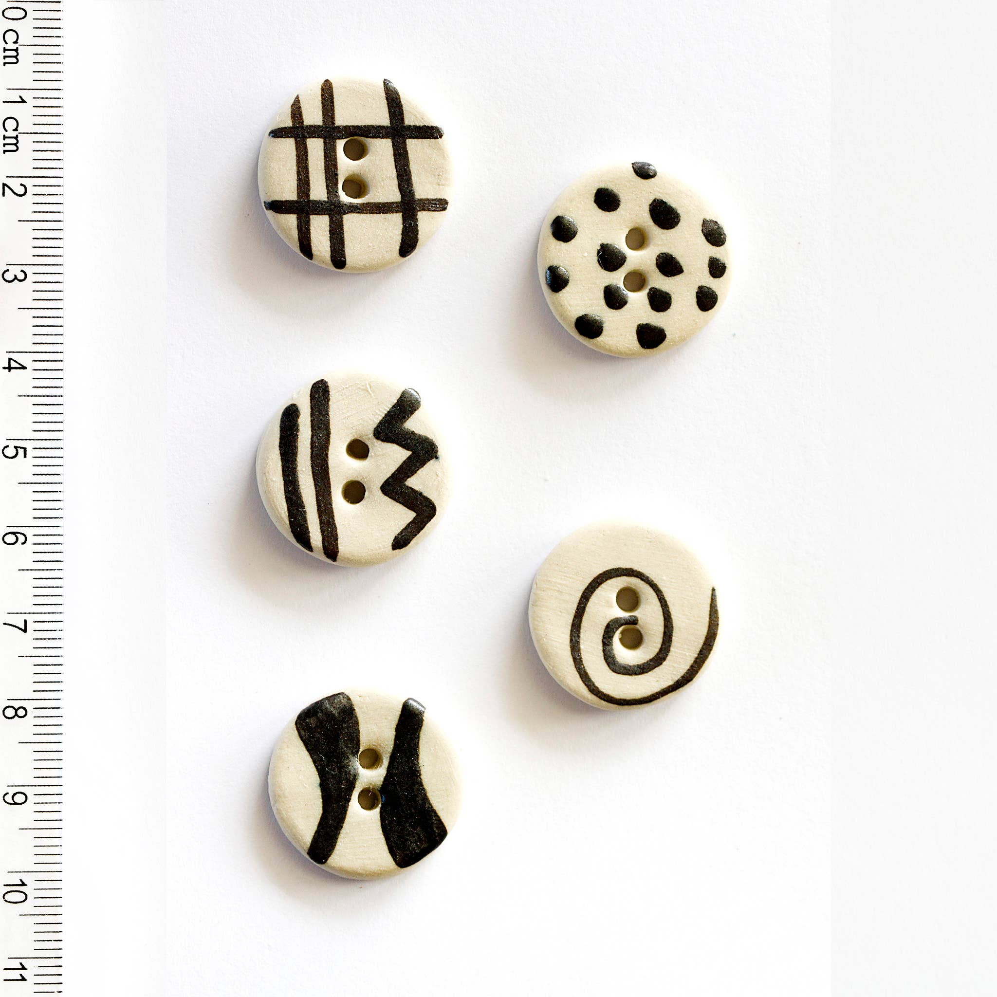 Handmade Black and White Geometric Pattern Buttons