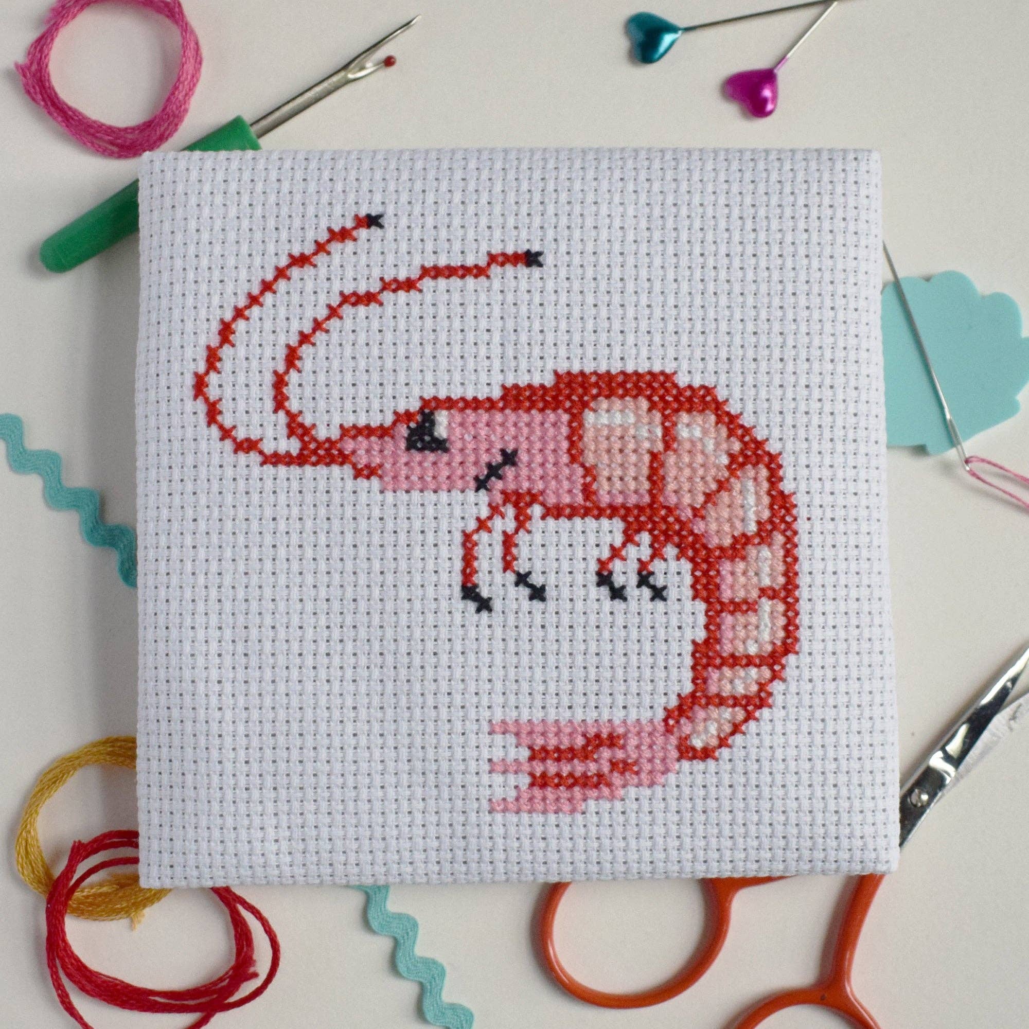 The Make Arcade 'Shrimp' Mini Cross Stitch Kit