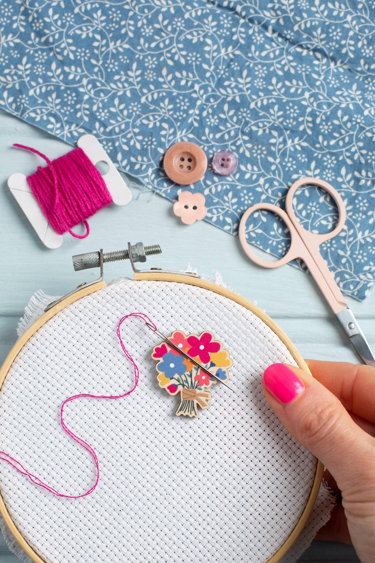 Hawthorn Handmade Flower Posy Magnetic Needle Minder | Gift for Crafters