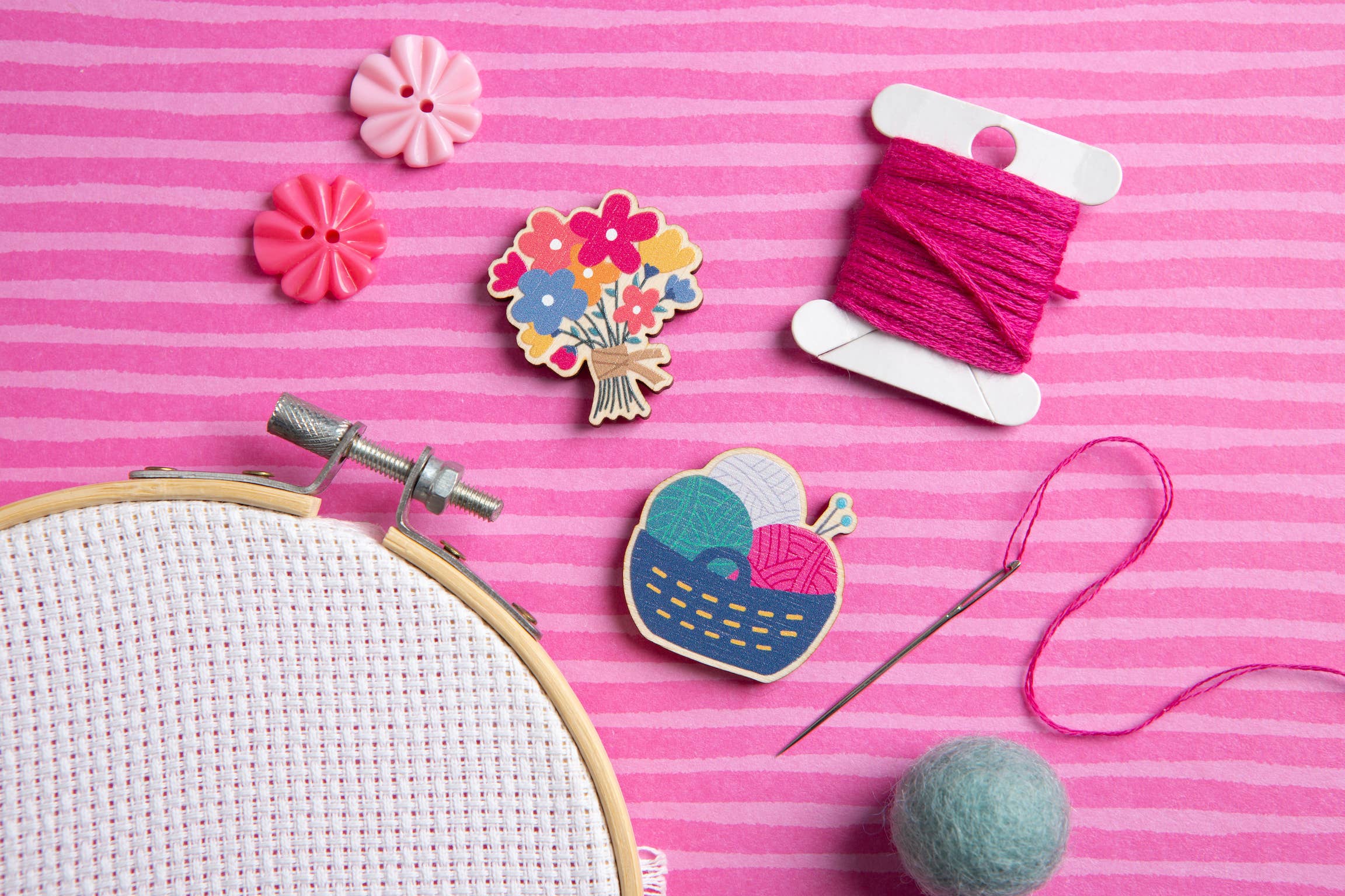 Hawthorn Handmade Yarn Basket Magnetic Needle Minder | Gift for Crafters