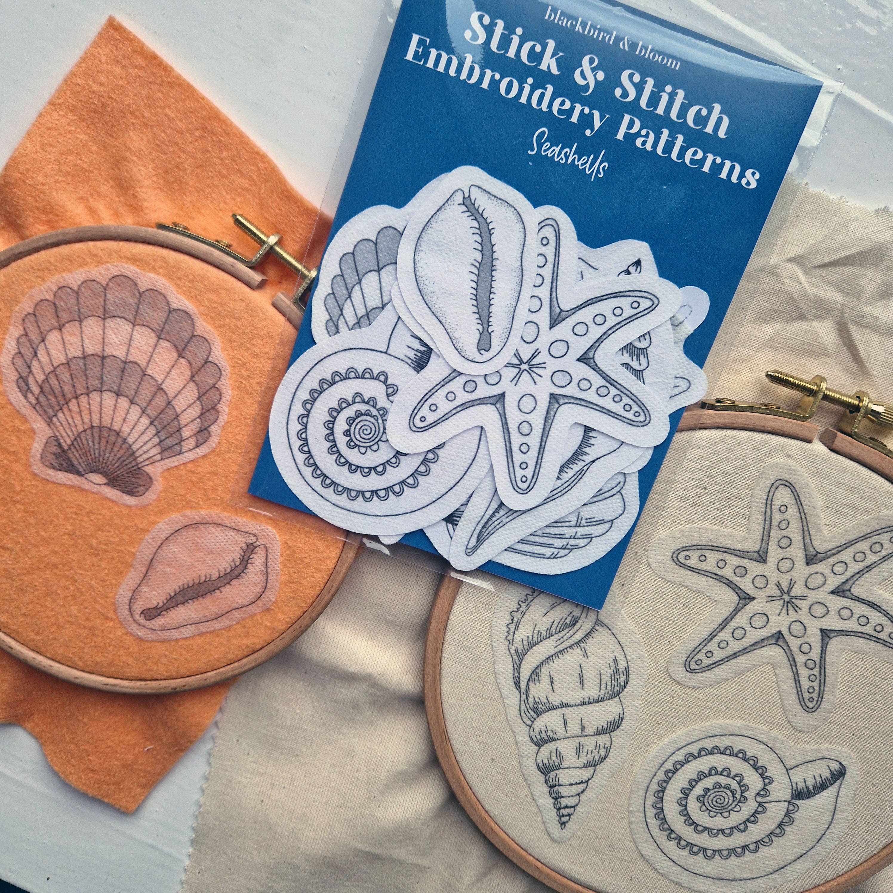 Blackbird & Bloom - Seashells Stick & Stitch Embroidery Patterns