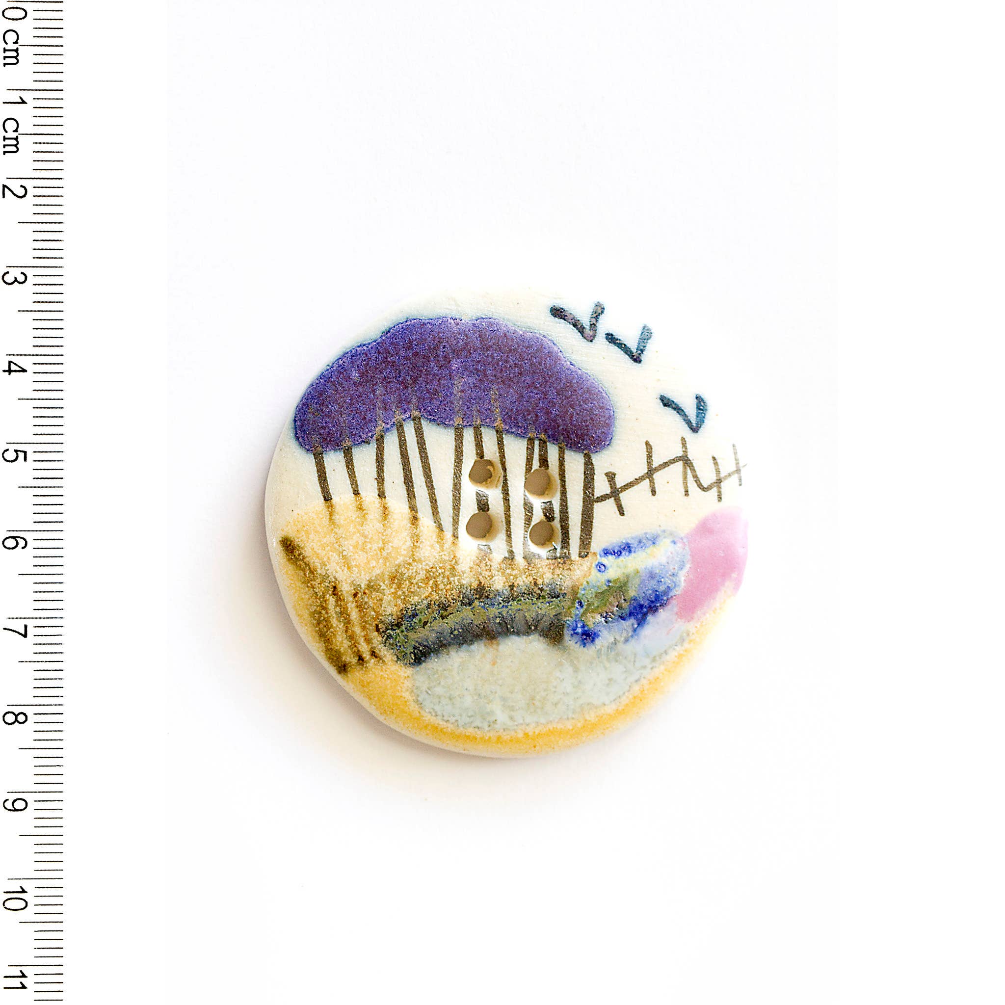 Handmade X-Large Country Scene Button