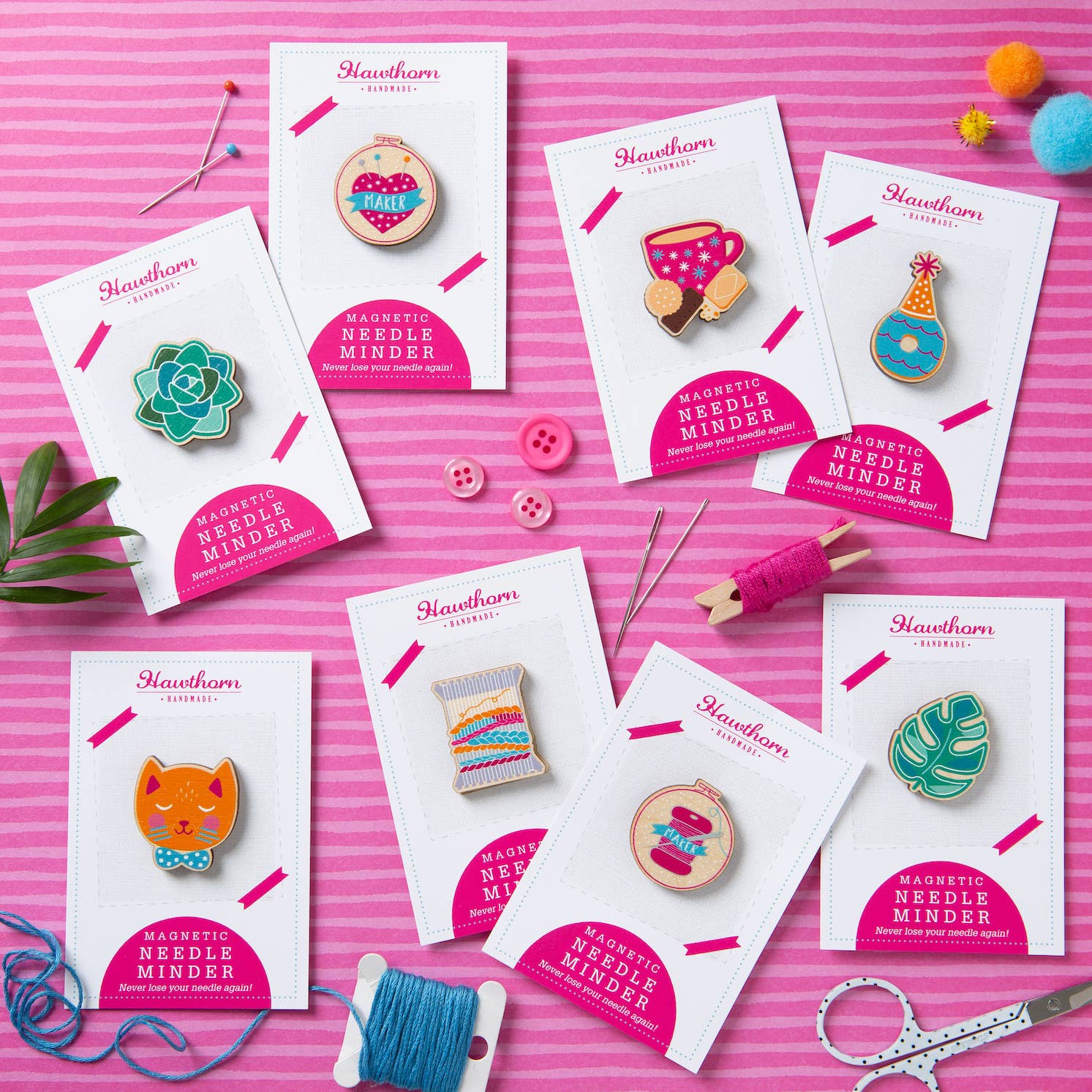 Hawthorn Handmade Tea & Biscuits Magnetic Needle Minder | Gift for Crafters