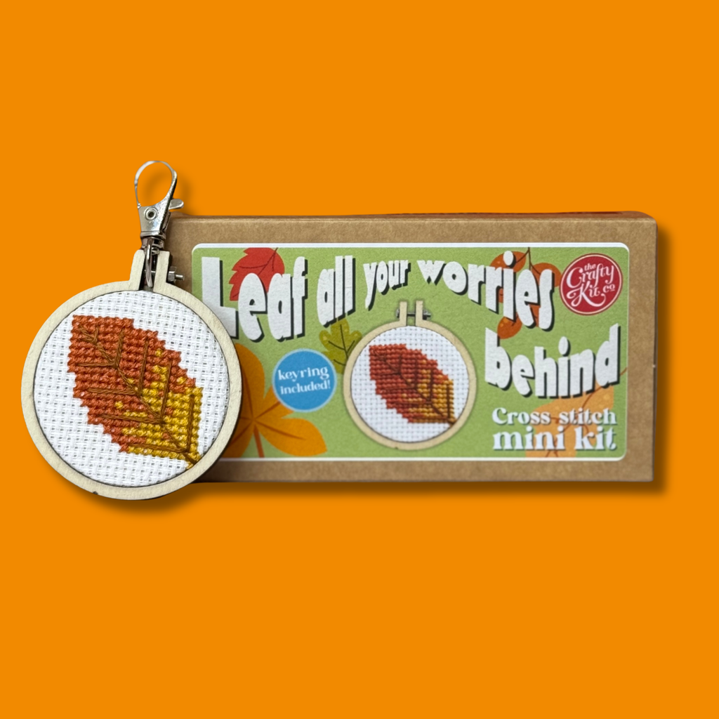 The Crafty Kit Company 'Leaf your worries behind' Mini Matchbox Cross Stitch Kit