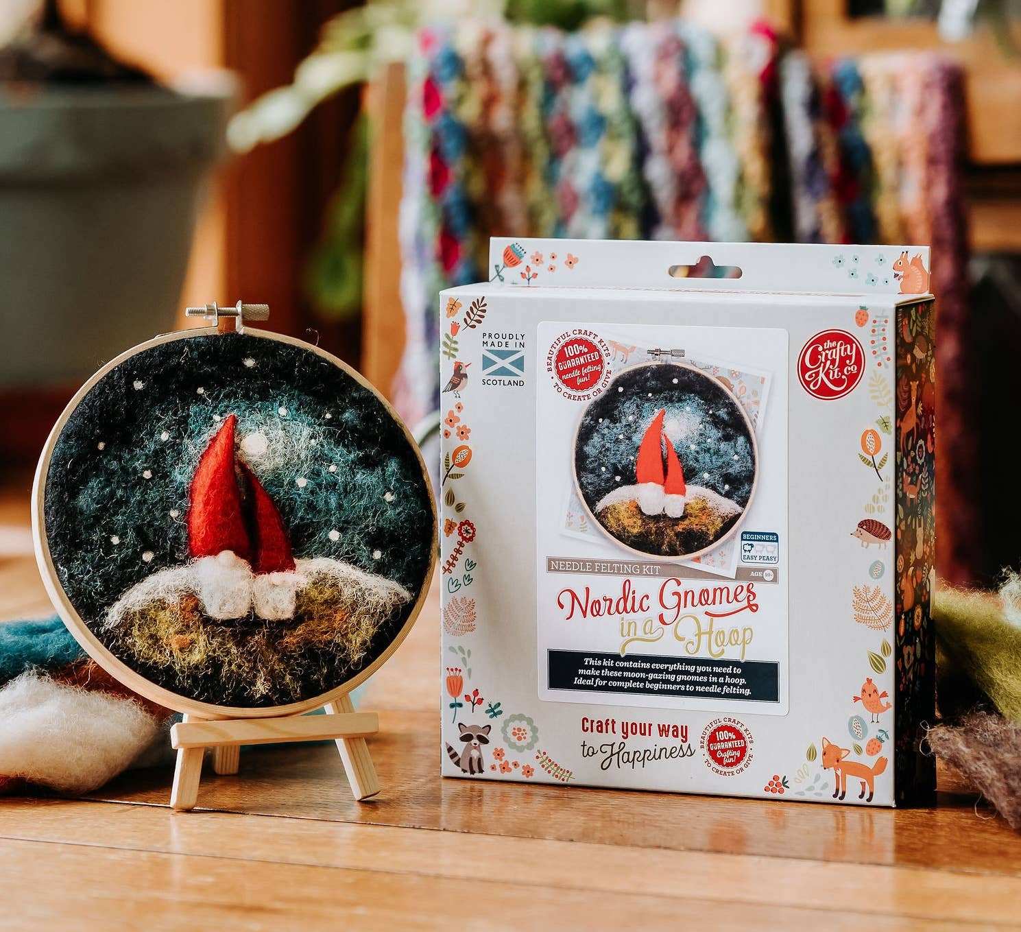 The Crafty Kit Company Gnomes in a Hoop Needle Felting Craft Kit
