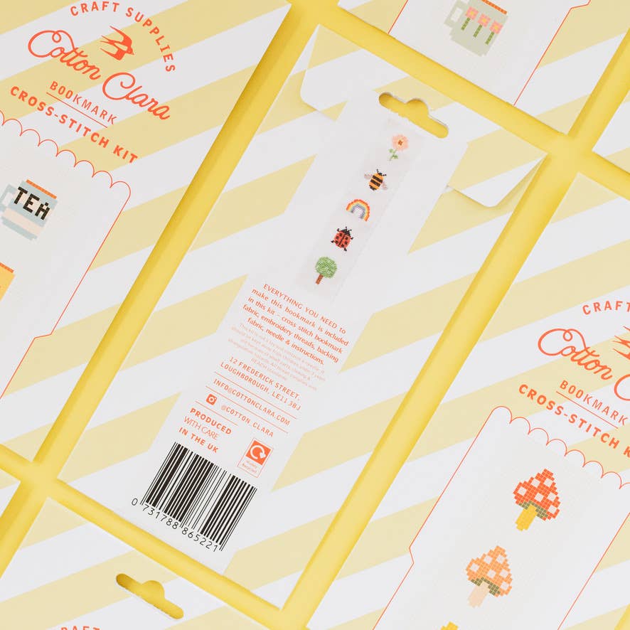 Cotton Clara Tea & Mugs Cross Stitch Bookmark Kit