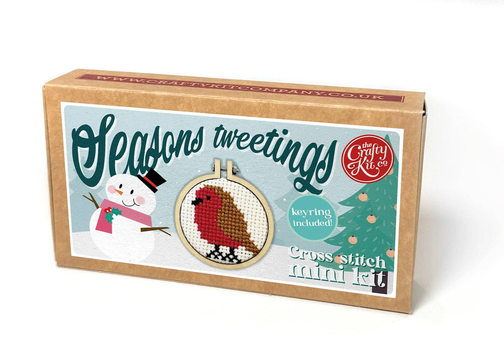 The Crafty Kit Company Red Robin Mini Matchbox Christmas Cross Stitch Kit