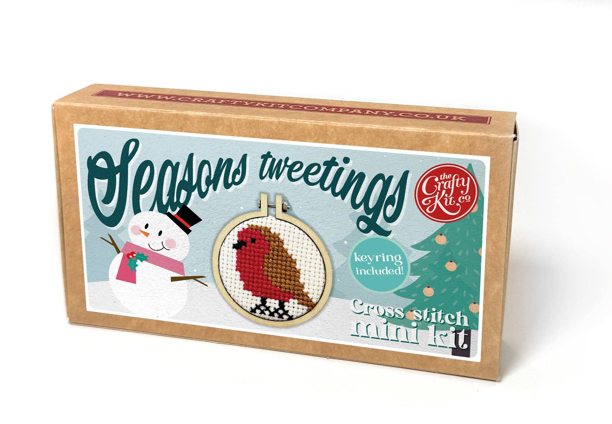 The Crafty Kit Company Red Robin Mini Matchbox Christmas Cross Stitch Kit